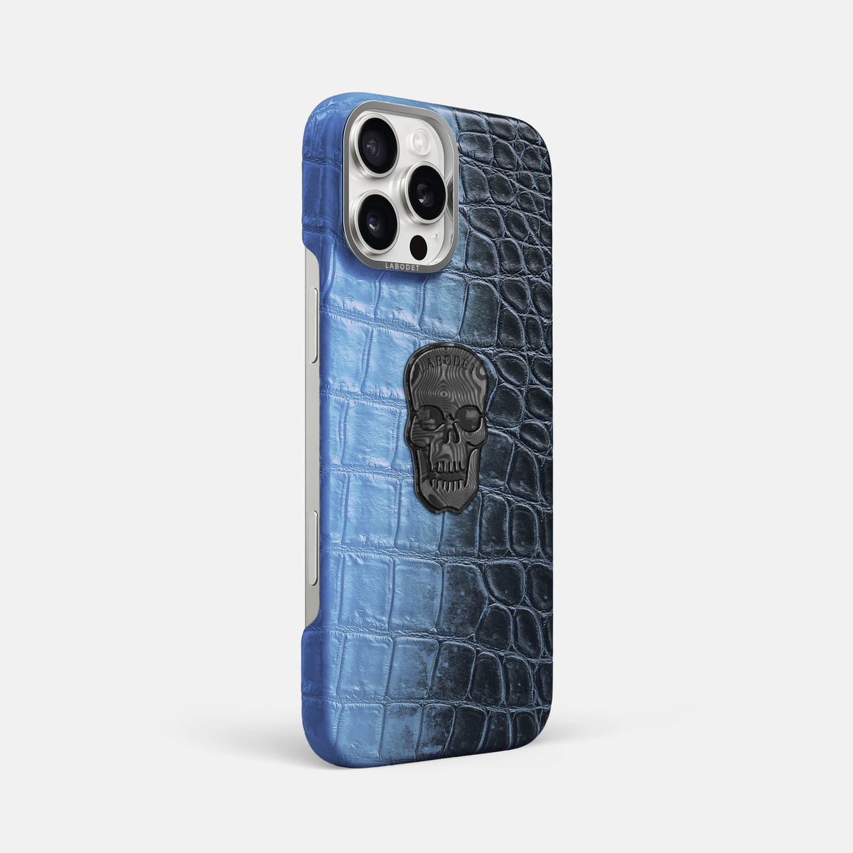 Lavender iPhone 16 Pro Max Classic Case Himalayan Crocodile with Steel Metal -2 | Lavender-Steel