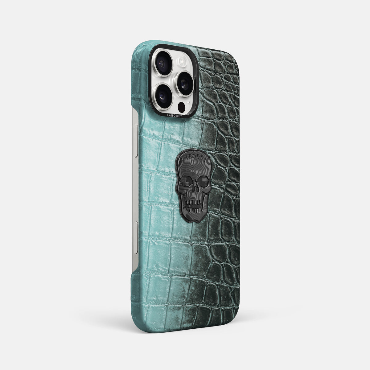 Light-Mint iPhone 16 Pro Max Classic Case Himalayan Crocodile with Black Metal -2 | Light-Mint-Black