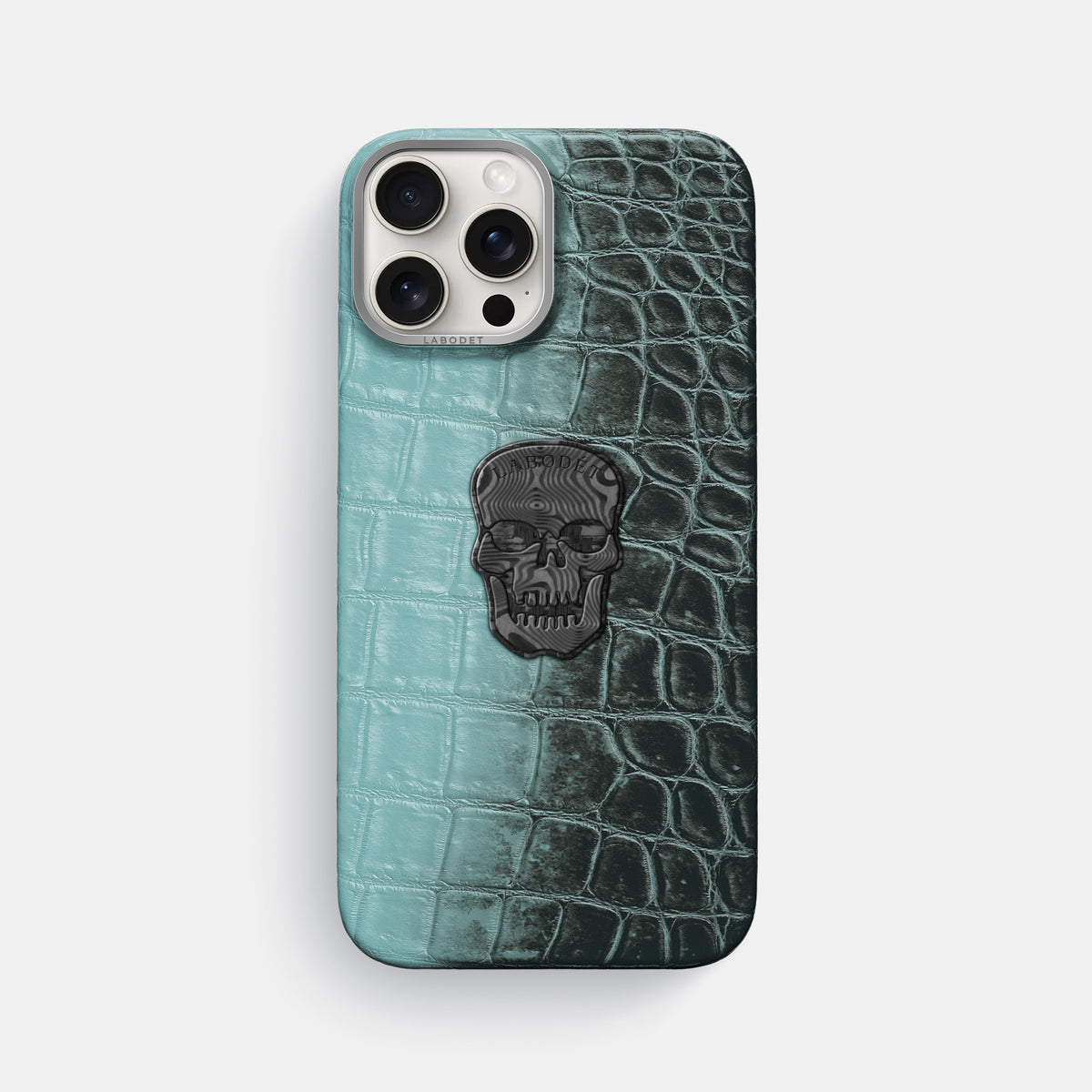 Light-Mint iPhone 16 Pro Max Classic Case Himalayan Crocodile with Steel Metal -1 | Light-Mint-Steel