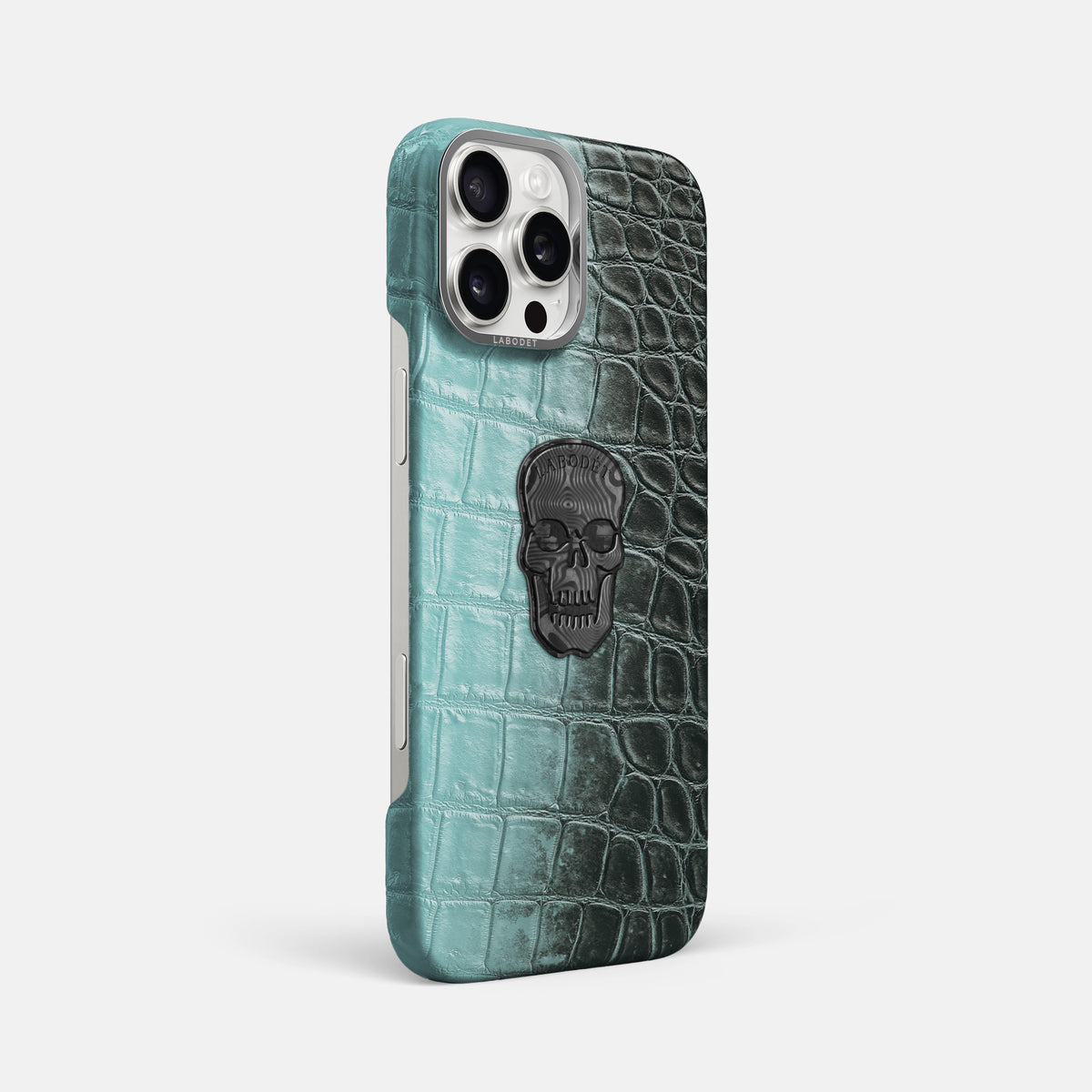 Light-Mint iPhone 16 Pro Max Classic Case Himalayan Crocodile with Steel Metal -2 | Light-Mint-Steel