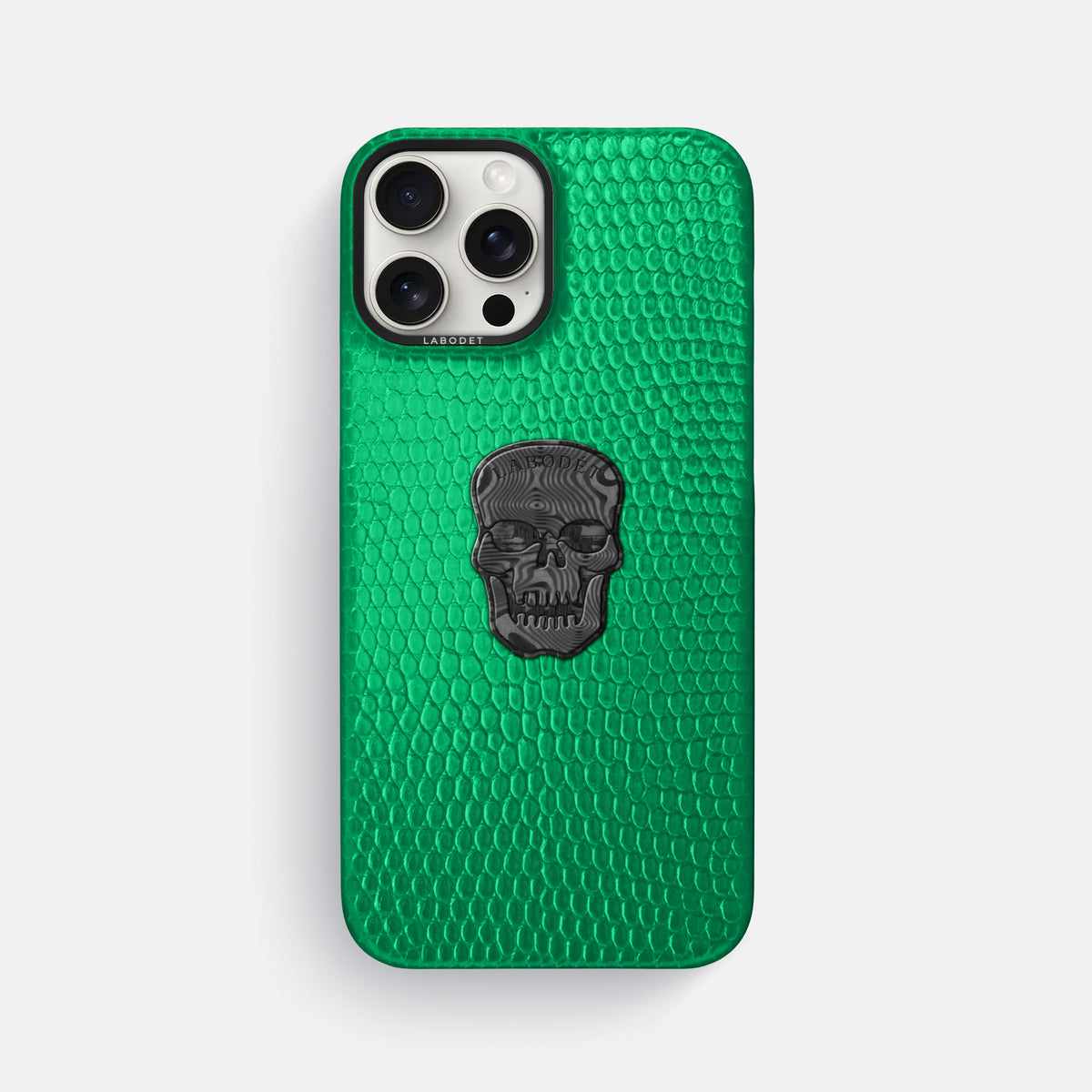 Apple-Green iPhone 16 Pro Max Classic Case Lizard with Black Metal -1 | Apple-Green-Black