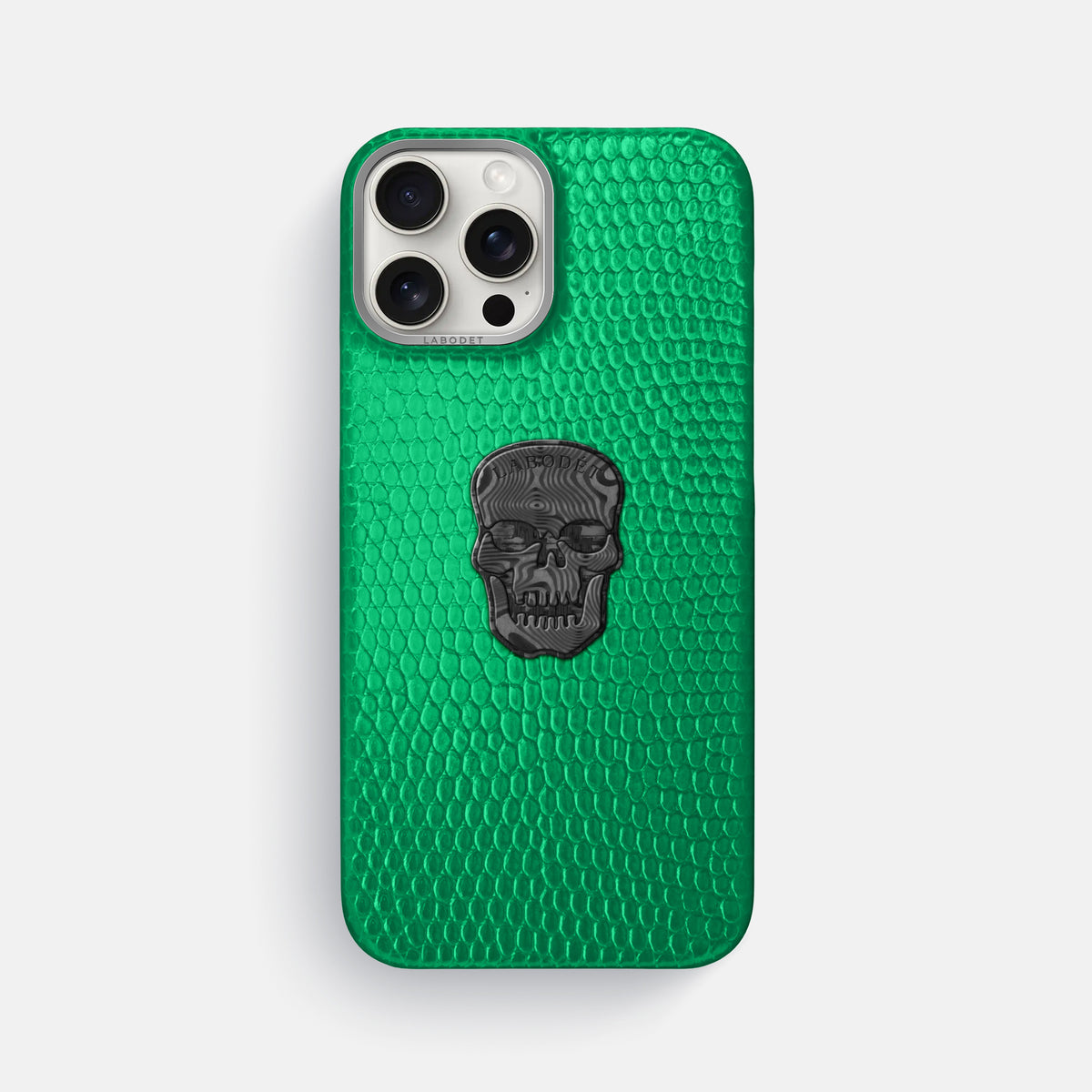 Apple-Green iPhone 16 Pro Max Classic Case Lizard with Steel Metal -1 | Apple-Green-Steel