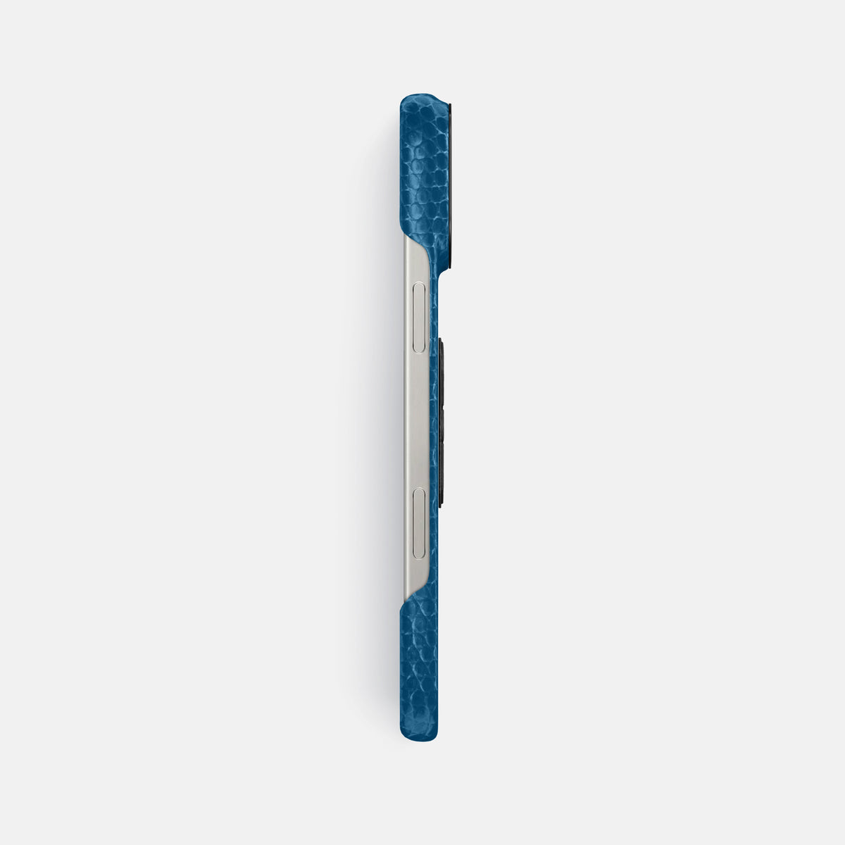Blue iPhone 16 Pro Max Classic Case Lizard with Black Metal -3 | Blue-Black