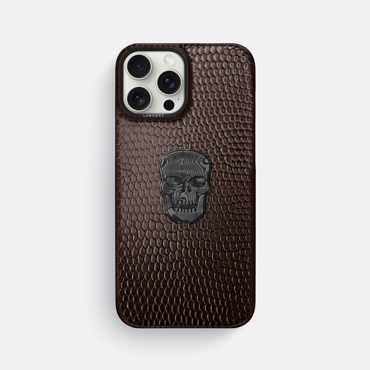 Brown iPhone 16 Pro Max Classic Case Lizard with Black Metal -1 | Brown-Black