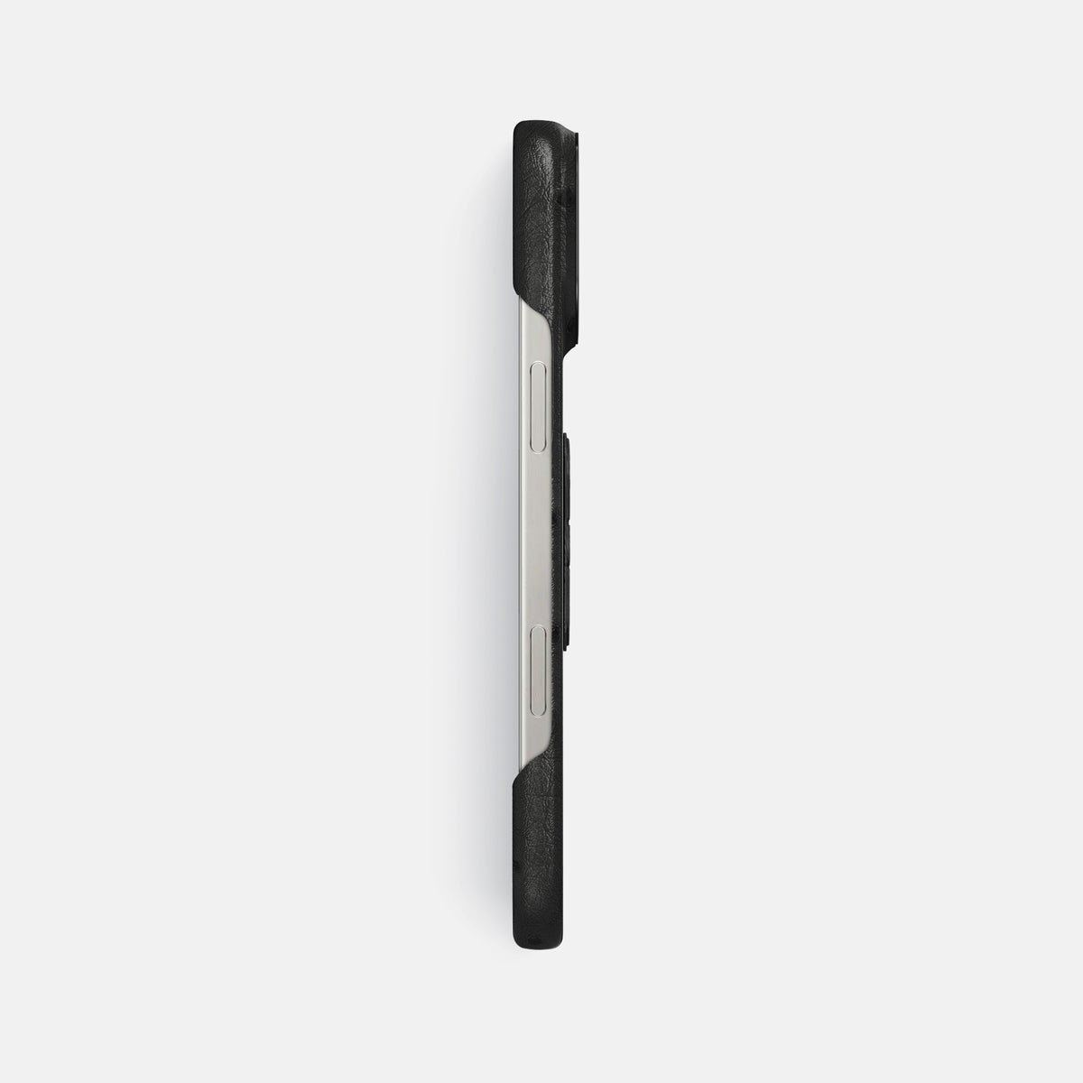 Black iPhone 16 Pro Max Classic Case Ostrich with Black Metal -3 | Black-Black