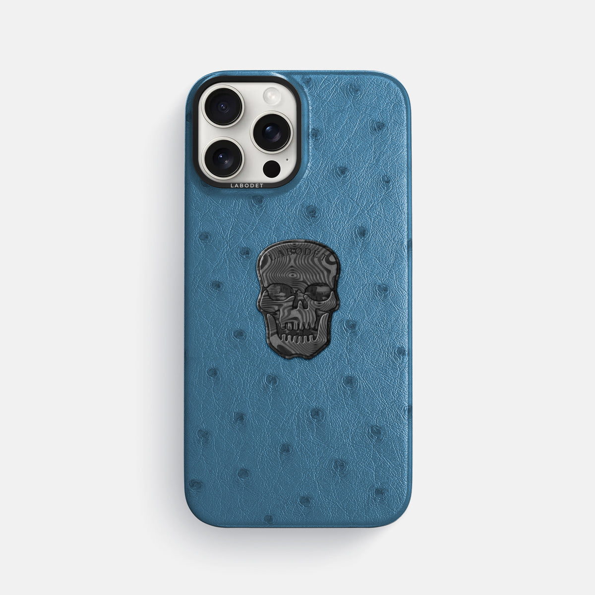 Blue-Jeans iPhone 16 Pro Max Classic Case Ostrich with Black Metal -1 | Blue-Jeans-Black
