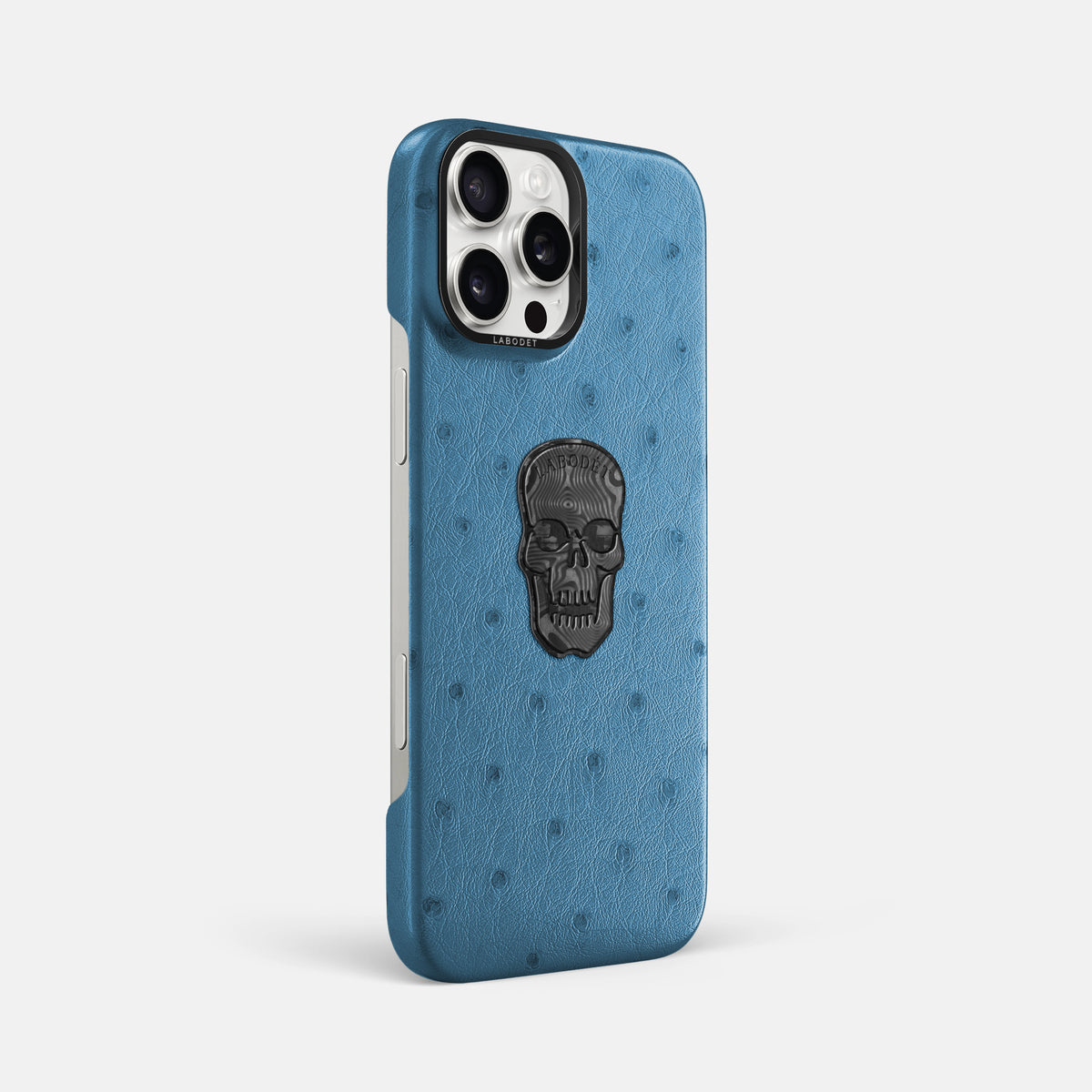Blue-Jeans iPhone 16 Pro Max Classic Case Ostrich with Black Metal -2 | Blue-Jeans-Black
