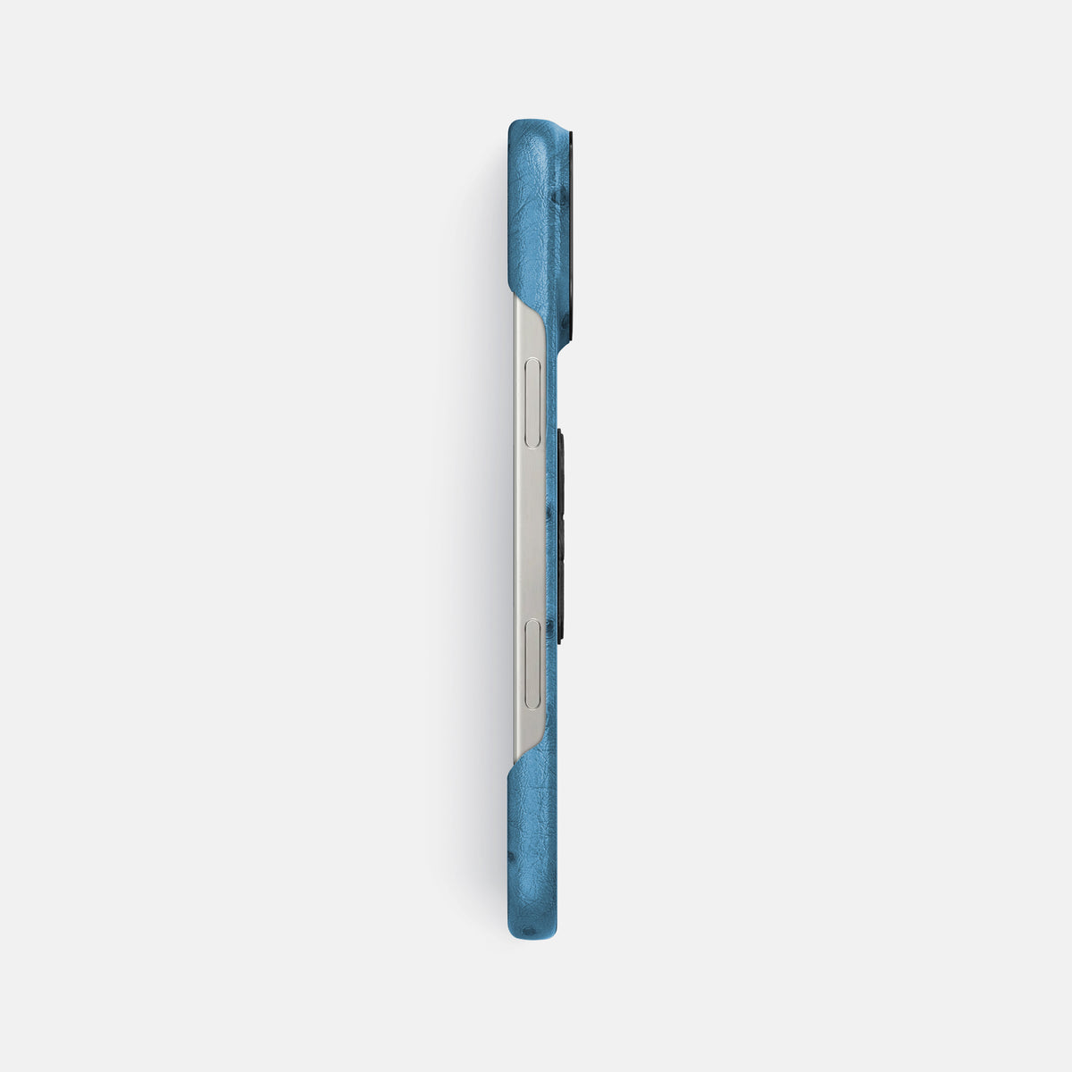 Blue-Jeans iPhone 16 Pro Max Classic Case Ostrich with Black Metal -3 | Blue-Jeans-Black
