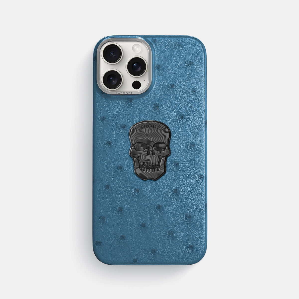 Blue-Jeans iPhone 16 Pro Max Classic Case Ostrich with Steel Metal -1 | Blue-Jeans-Steel