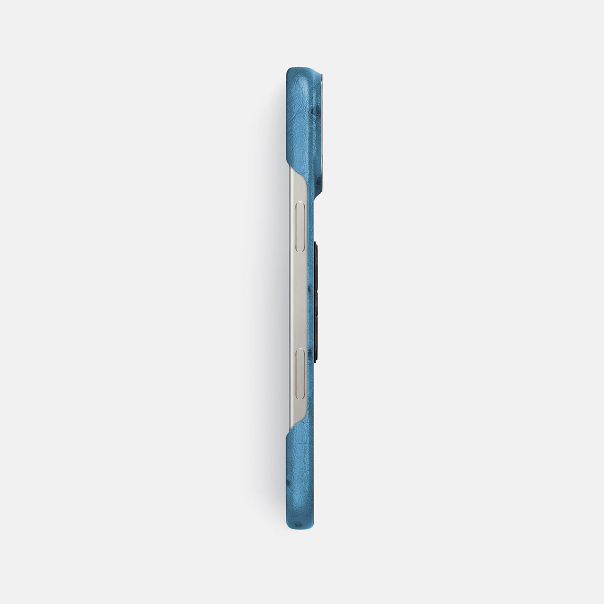 Blue-Jeans iPhone 16 Pro Max Classic Case Ostrich with Steel Metal -3 | Blue-Jeans-Steel