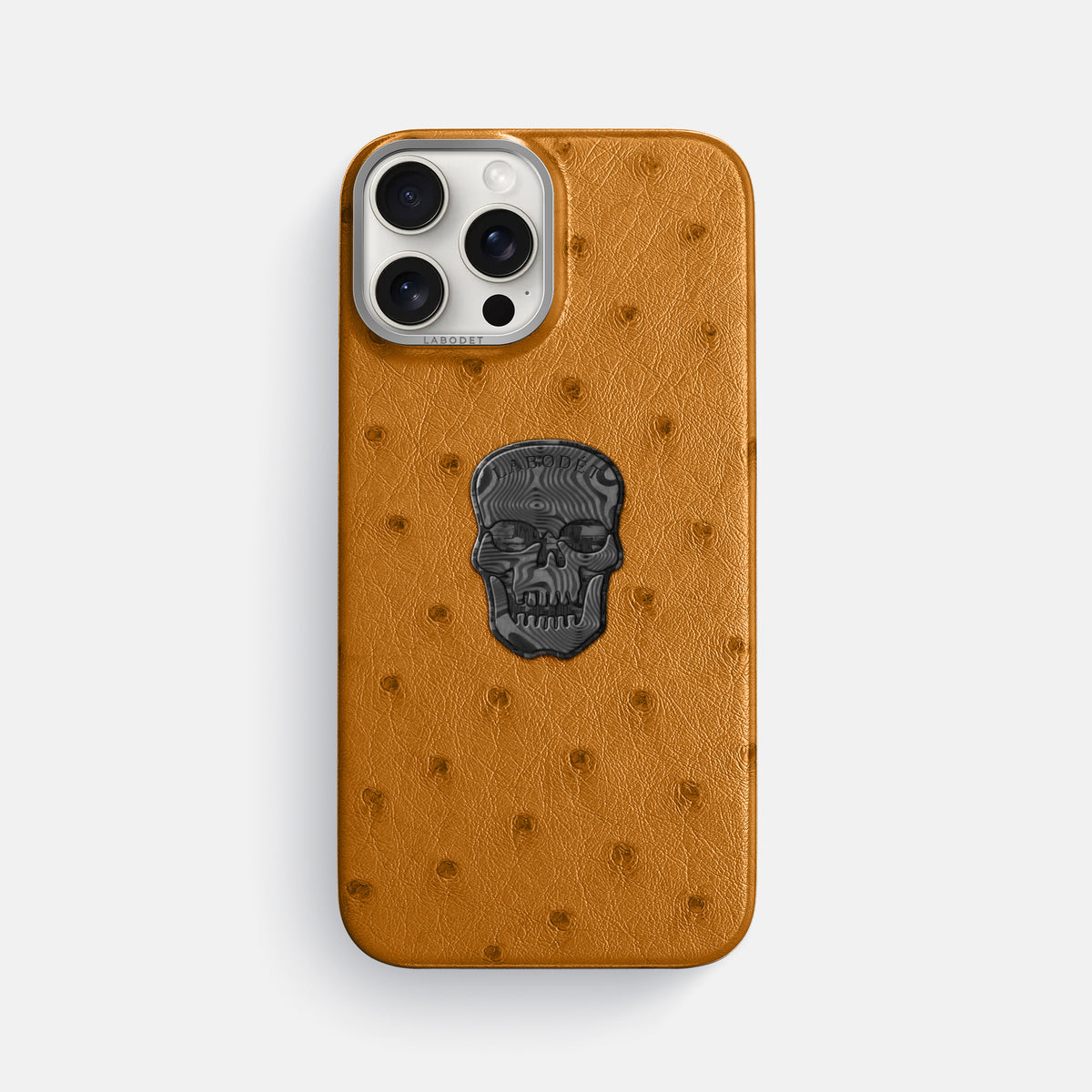 Chestnut iPhone 16 Pro Max Classic Case Ostrich with Steel Metal -1 | Chestnut-Steel
