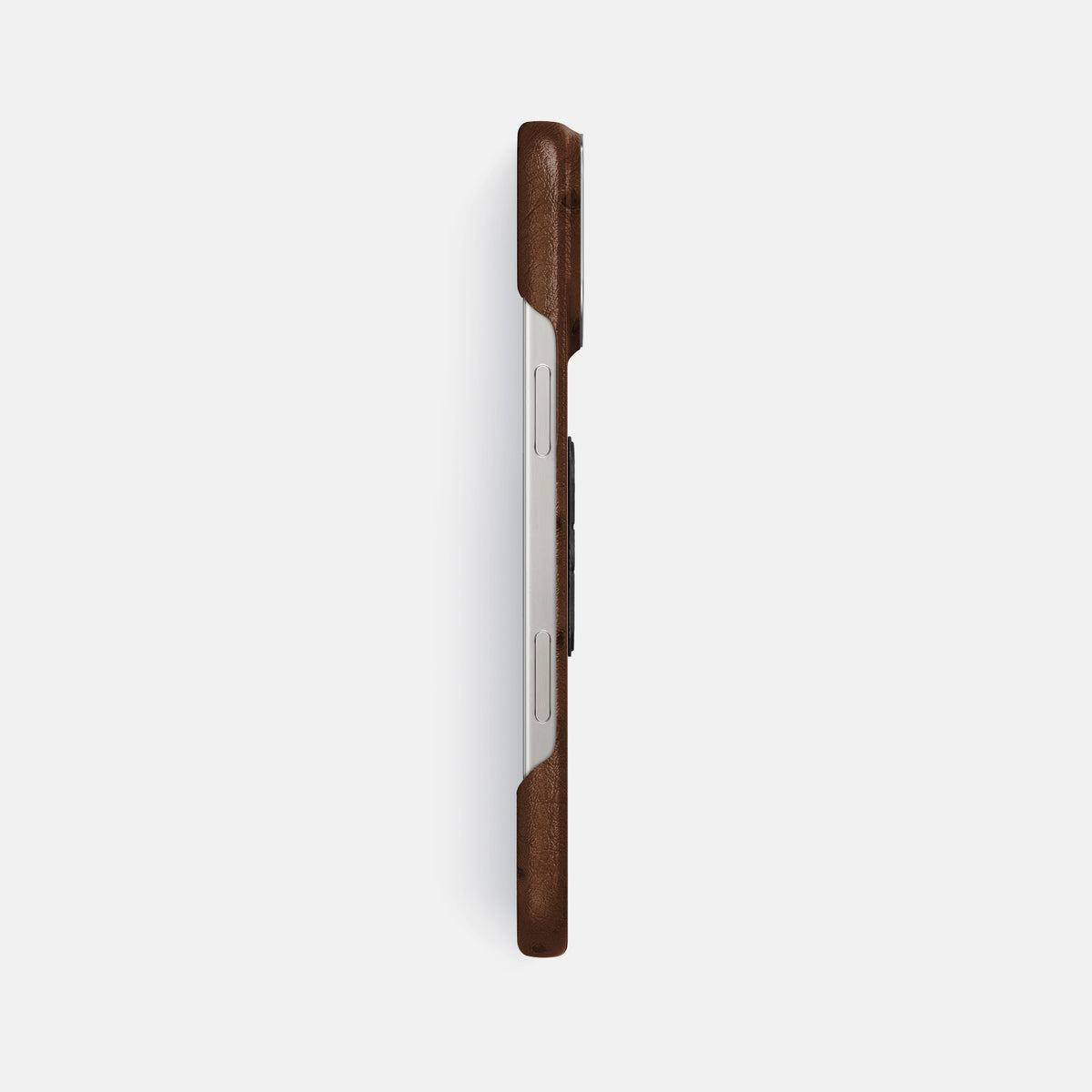Chocolate iPhone 16 Pro Max Classic Case Ostrich with Steel Metal -3 | Chocolate-Steel