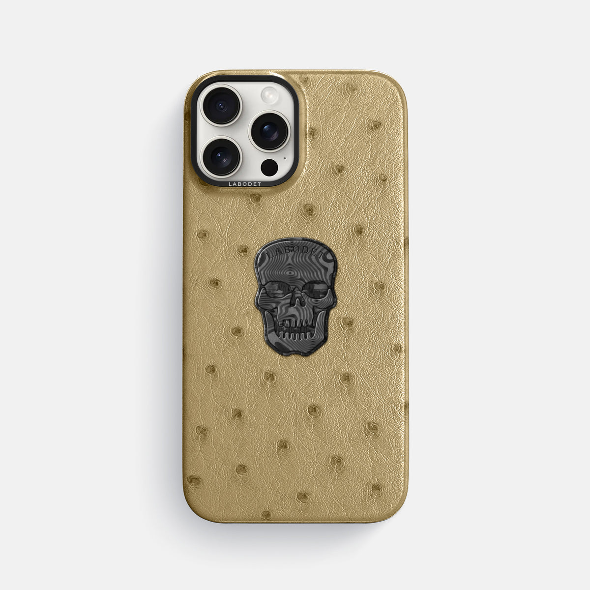 Desert-Sand iPhone 16 Pro Max Classic Case Ostrich with Black Metal -1 | Desert-Sand-Black