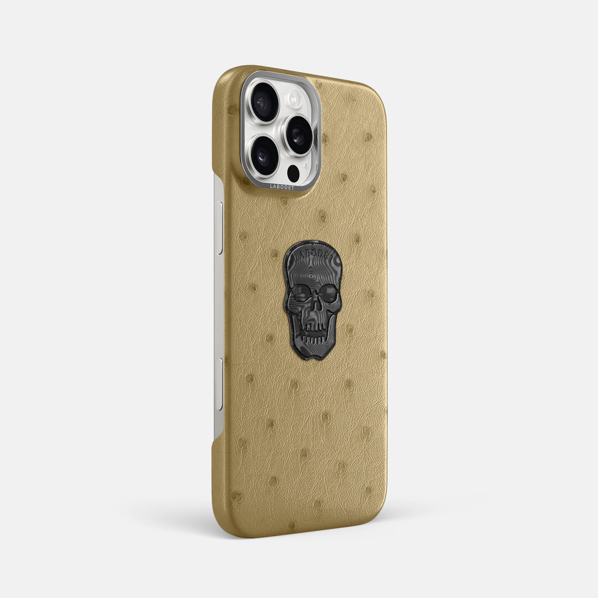 Desert-Sand iPhone 16 Pro Max Classic Case Ostrich with Steel Metal -2 | Desert-Sand-Steel