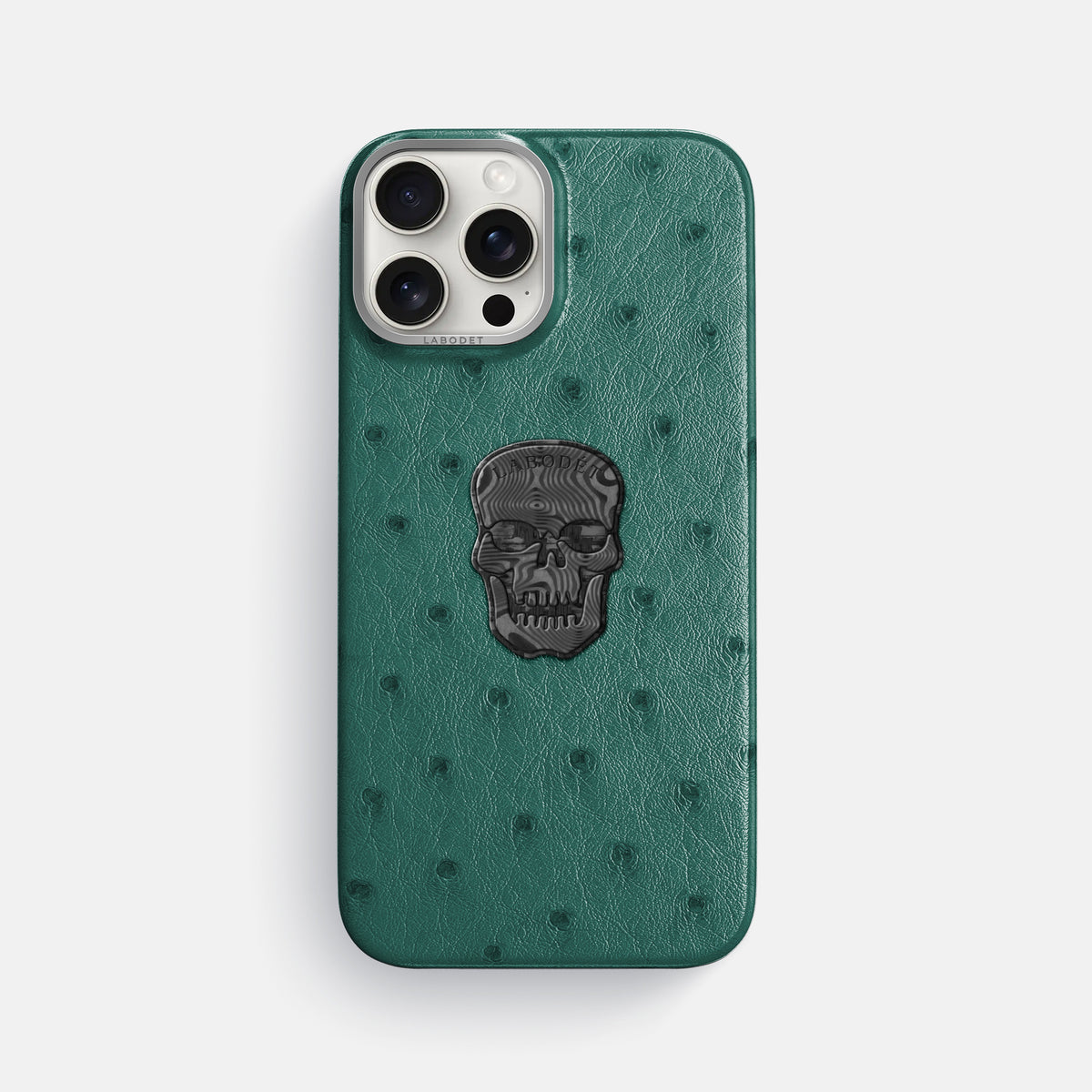 Forest-Green iPhone 16 Pro Max Classic Case Ostrich with Steel Metal -1 | Forest-Green-Steel