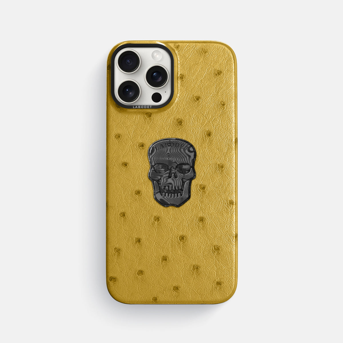 Gold iPhone 16 Pro Max Classic Case Ostrich with Black Metal -1 | Gold-Black
