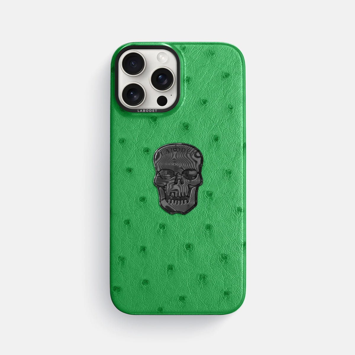Kentucky Green iPhone 16 Pro Max Classic Case Ostrich with Black Metal -1 | Kentucky-Green-Black