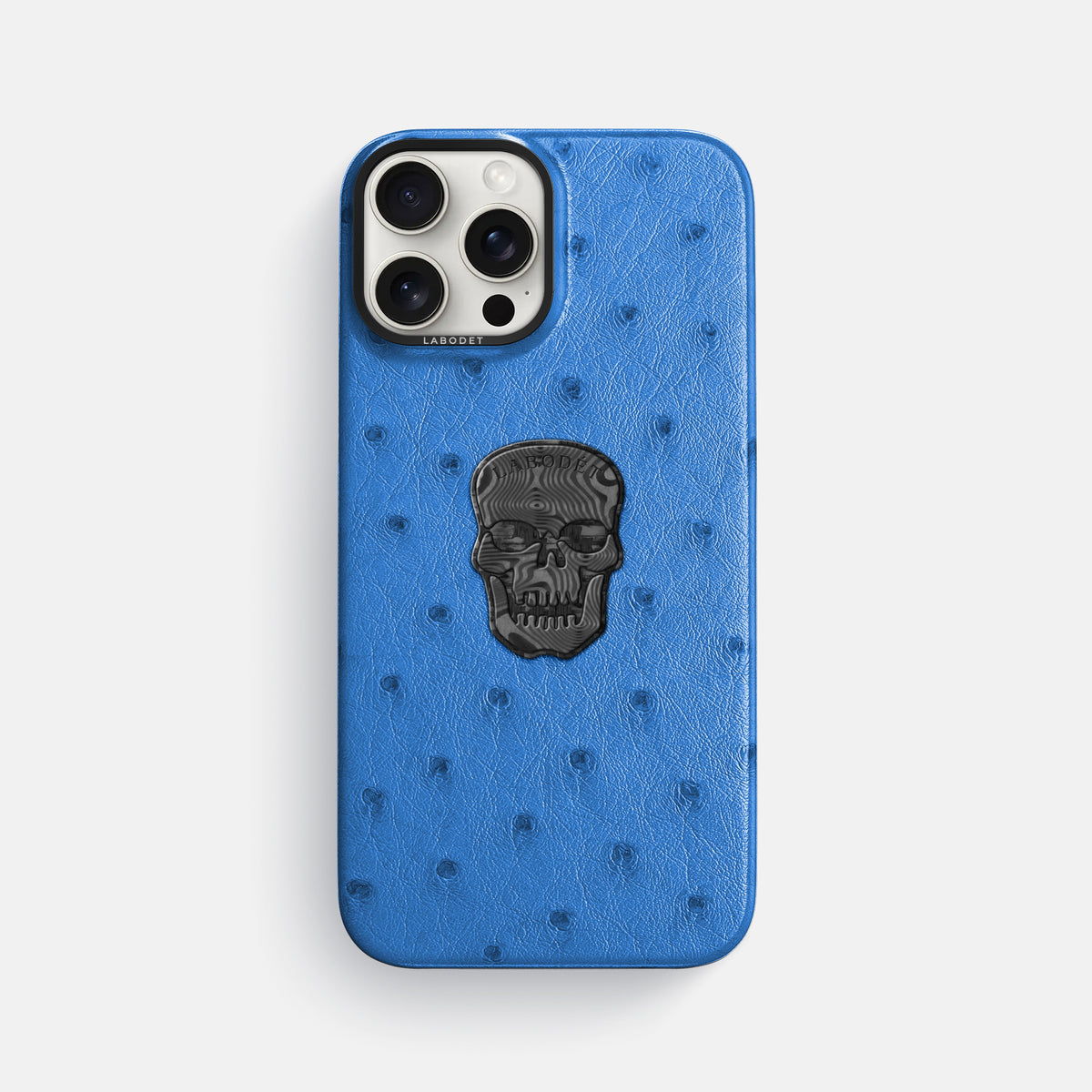 Royal-Blue iPhone 16 Pro Max Classic Case Ostrich with Black Metal -1 | Royal-Blue-Black