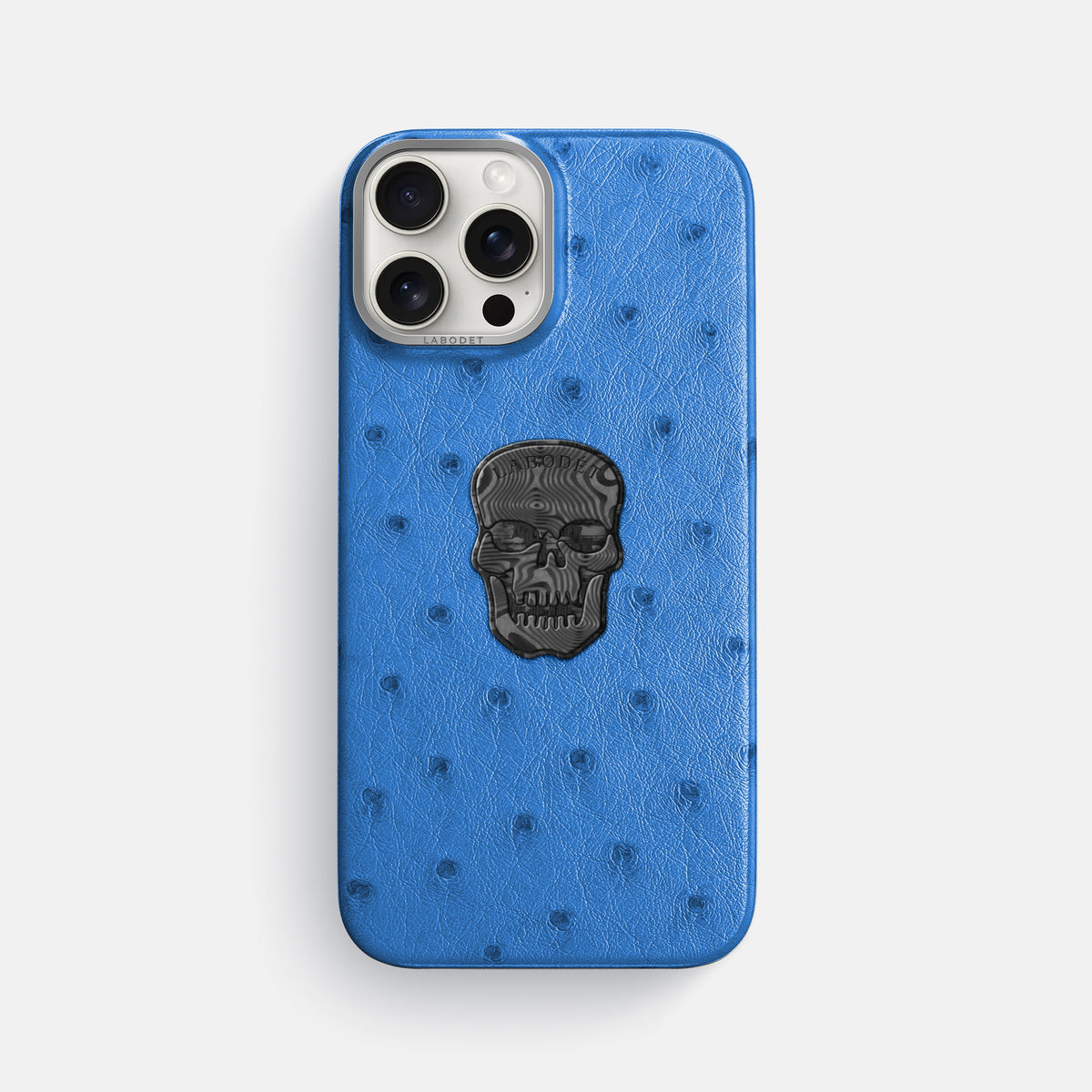 Royal-Blue iPhone 16 Pro Max Classic Case Ostrich with Steel Metal -1 | Royal-Blue-Steel