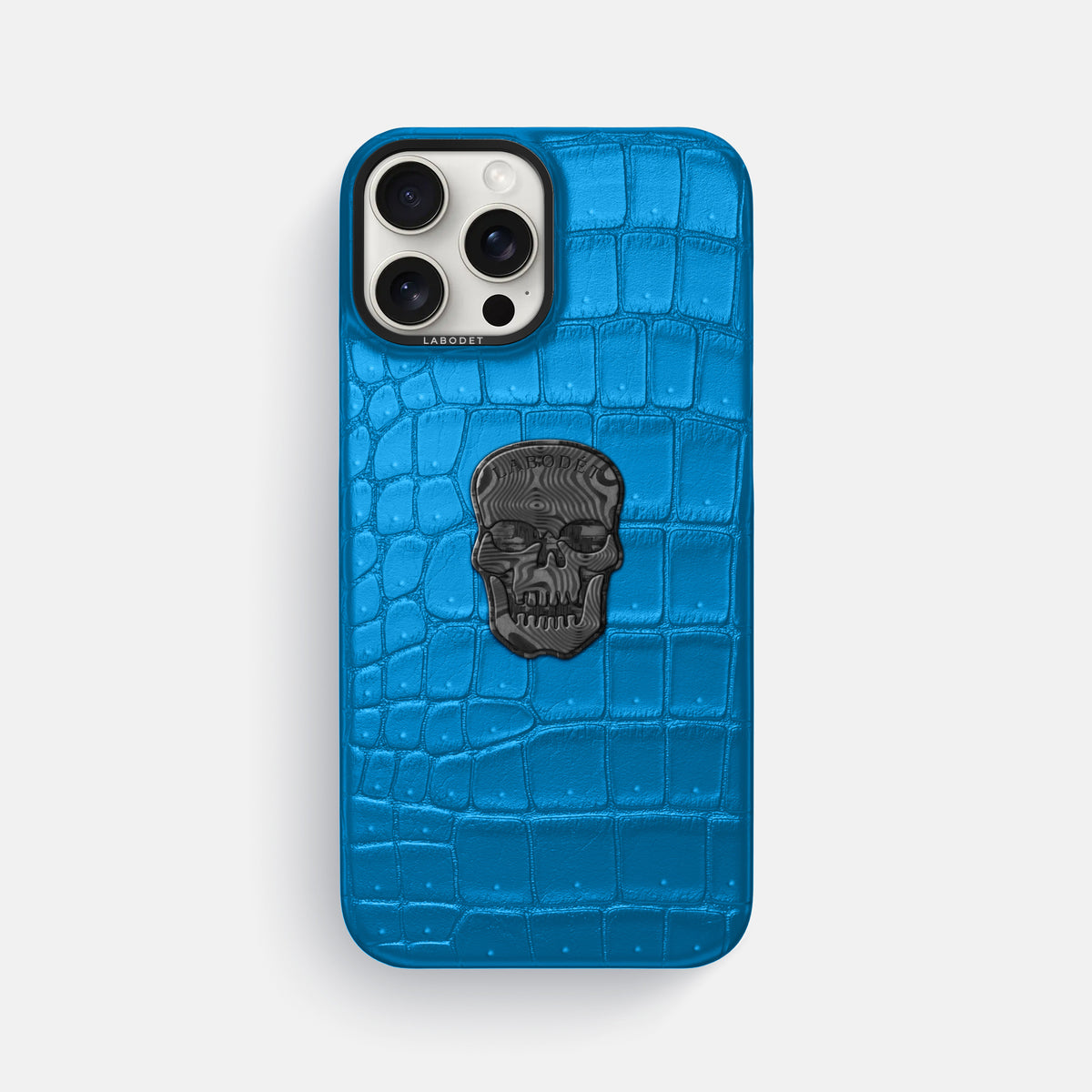 Blue-Lagoon iPhone 16 Pro Max Porosus Crocodile Porosus Crocodile with Black Metal -1 | Blue-Lagoon-Black