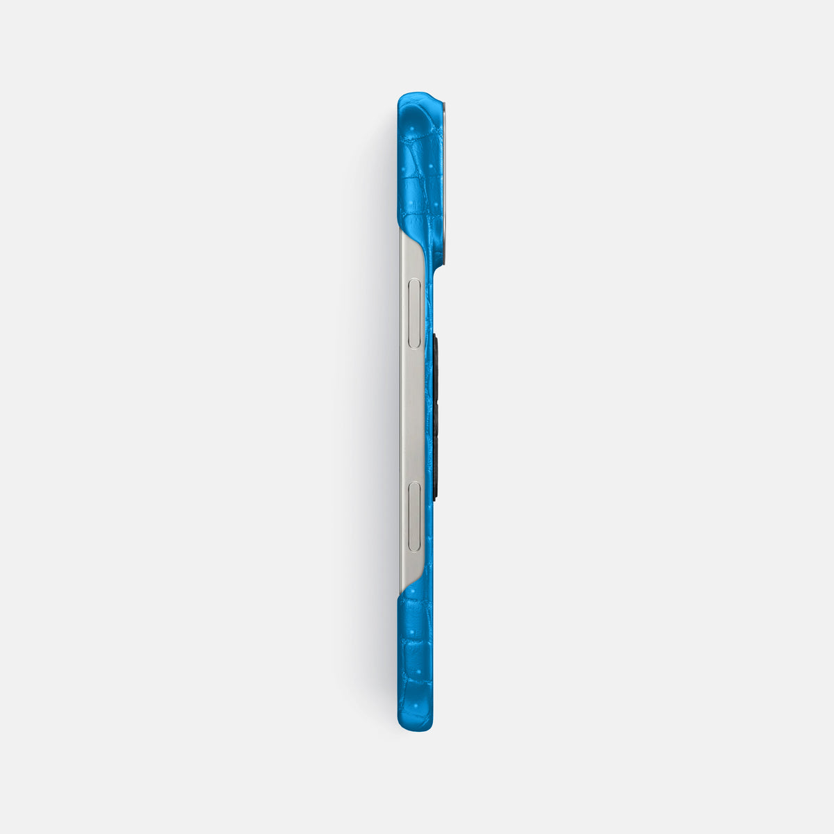 Blue-Lagoon iPhone 16 Pro Max Porosus Crocodile Porosus Crocodile with Steel Metal -3 | Blue-Lagoon-Steel