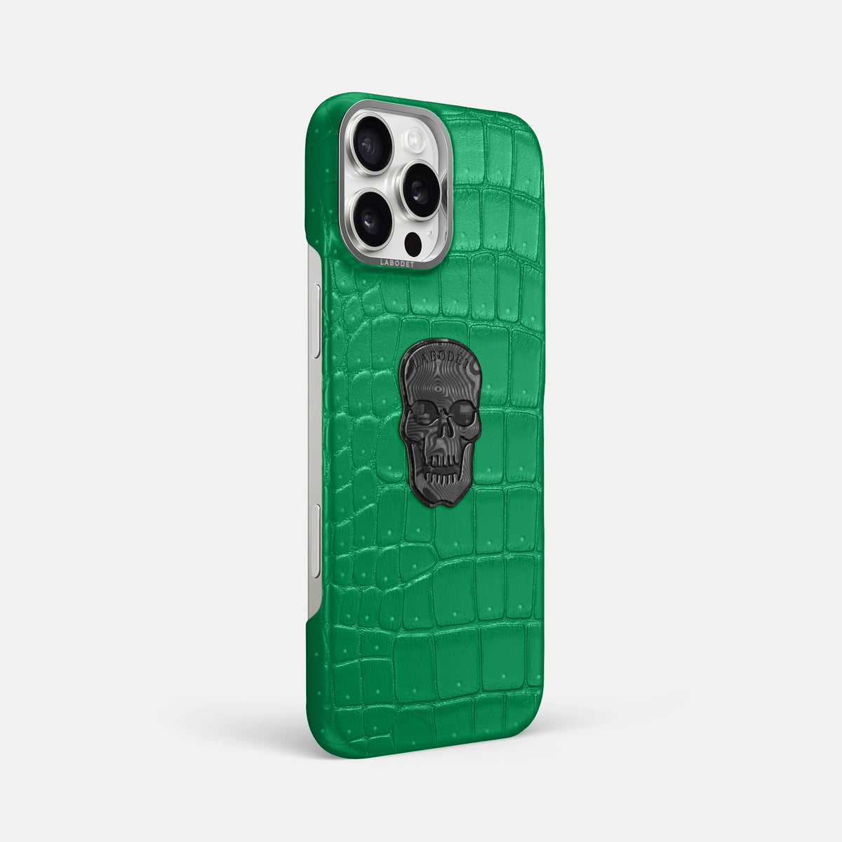 Cactus-Green iPhone 16 Pro Max Porosus Crocodile Porosus Crocodile with Steel Metal -2 | Cactus-Green-Steel