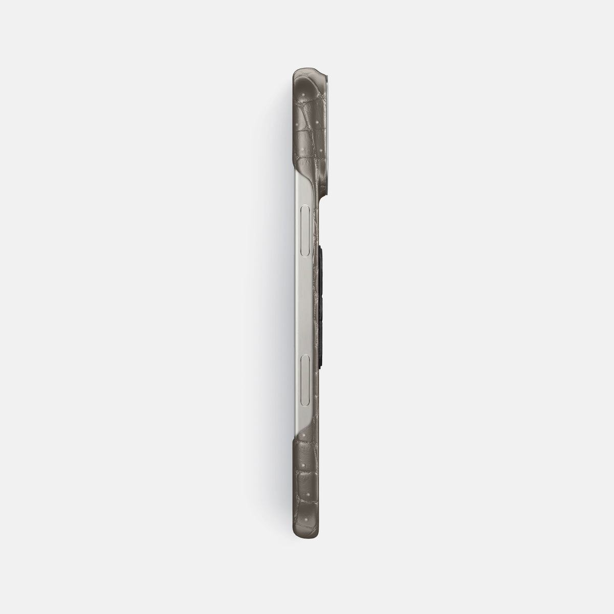 Lava-Stone iPhone 16 Pro Max Porosus Crocodile Porosus Crocodile with Steel Metal -3 | Lava-Stone-Steel