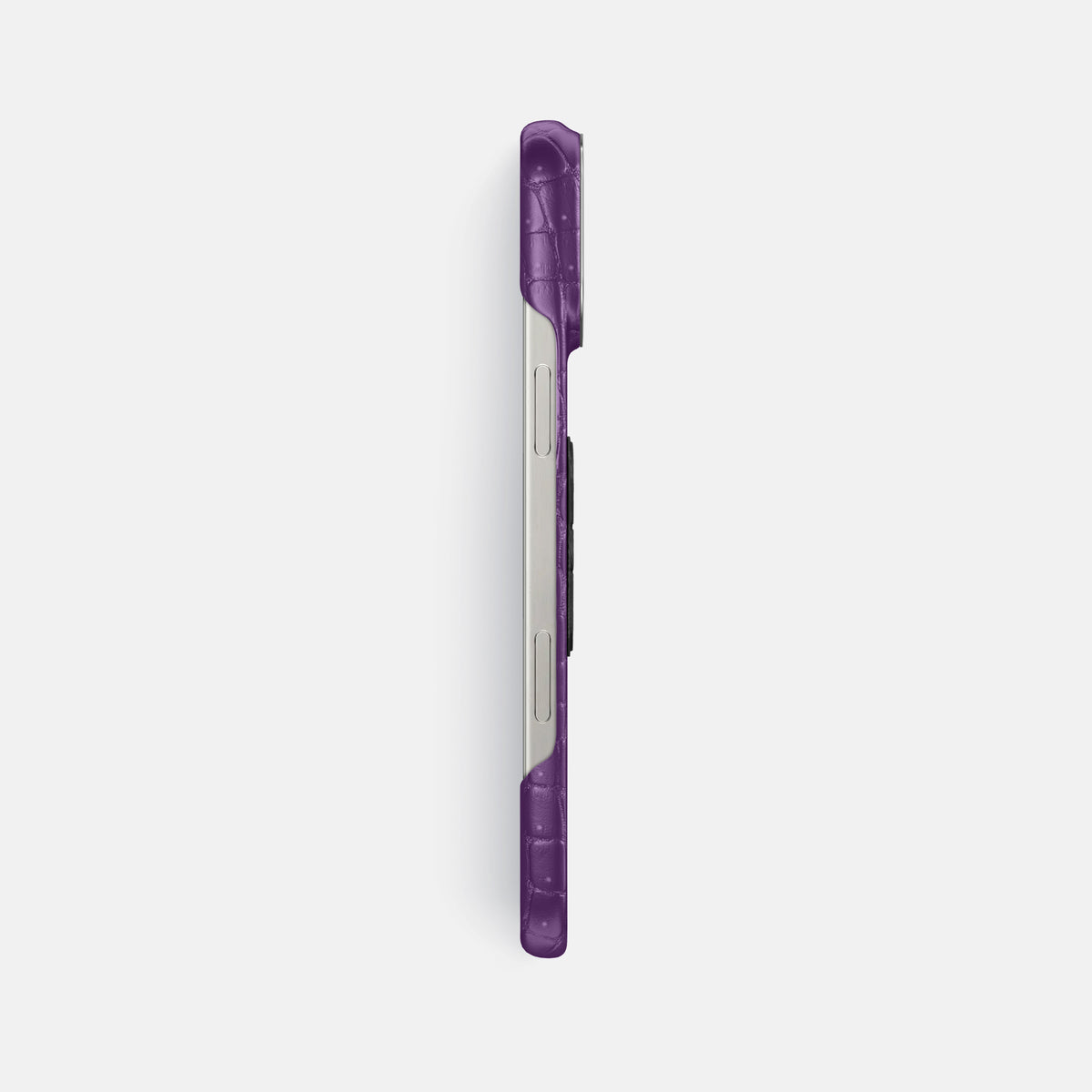 Purple iPhone 16 Pro Max Porosus Crocodile Porosus Crocodile with Steel Metal -3 | Purple-Steel