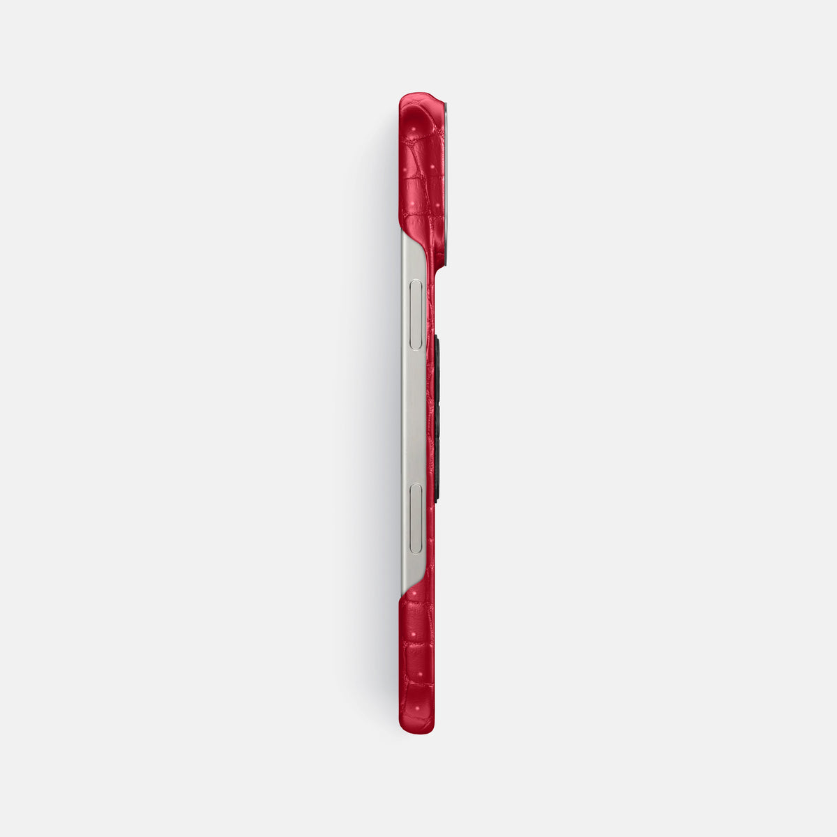 Burgundy iPhone 16 Pro Max Porosus Crocodile Porosus Crocodile with Steel Metal -3 | Burgundy-Steel