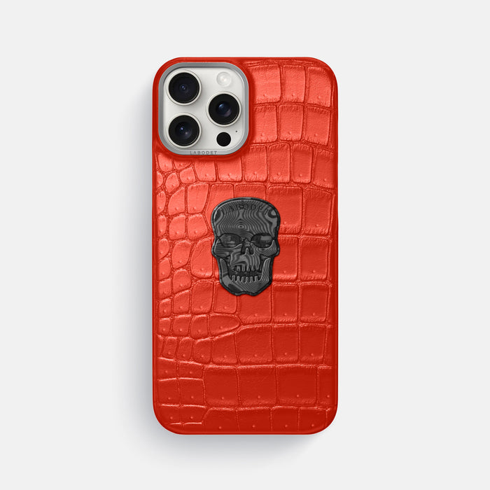 Rust iPhone 16 Pro Max Porosus Crocodile Porosus Crocodile with Steel Metal -1 | Rust-Steel