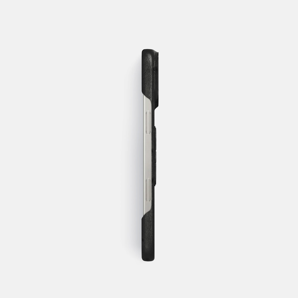 Black iPhone 16 Pro Classic Case Ostrich with Black Metal -3 | Black-Black