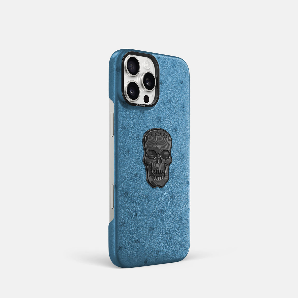 Blue-Jeans iPhone 16 Pro Classic Case Ostrich with Black Metal -2 | Blue-Jeans-Black