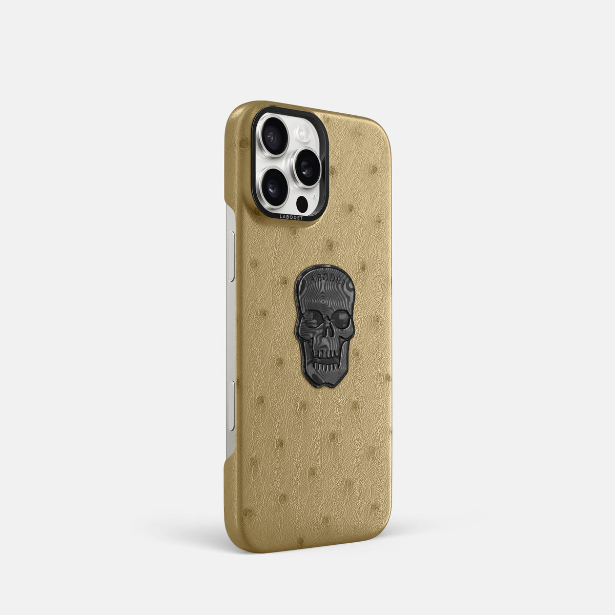 Desert-Sand iPhone 16 Pro Classic Case Ostrich with Black Metal -2 | Desert-Sand-Black