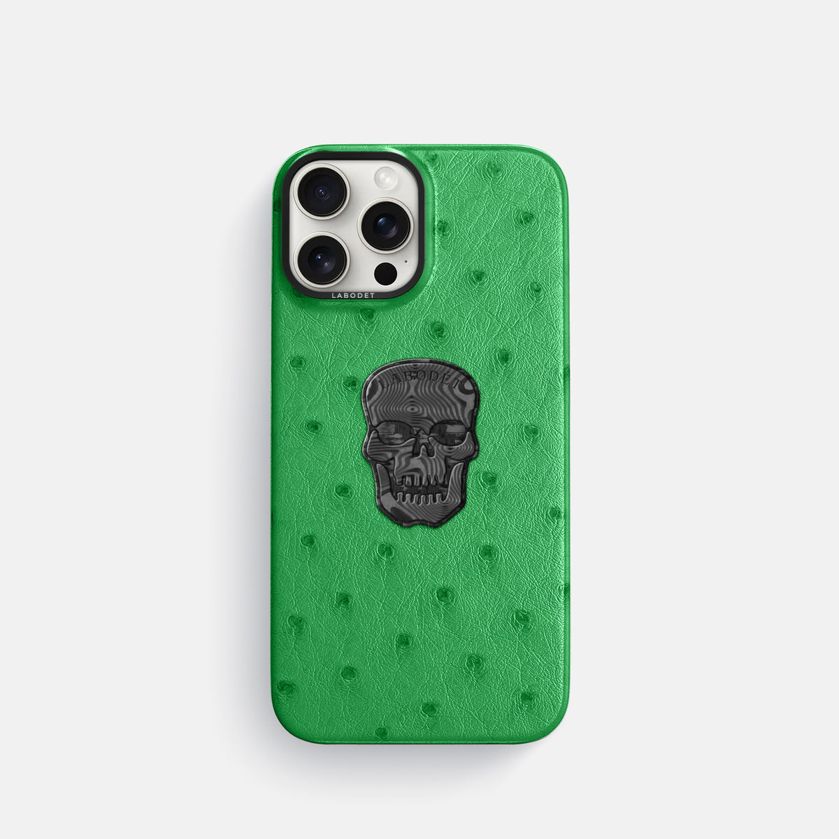 Kentucky Green iPhone 16 Pro Classic Case Ostrich with Black Metal -1 | Kentucky-Green-Black