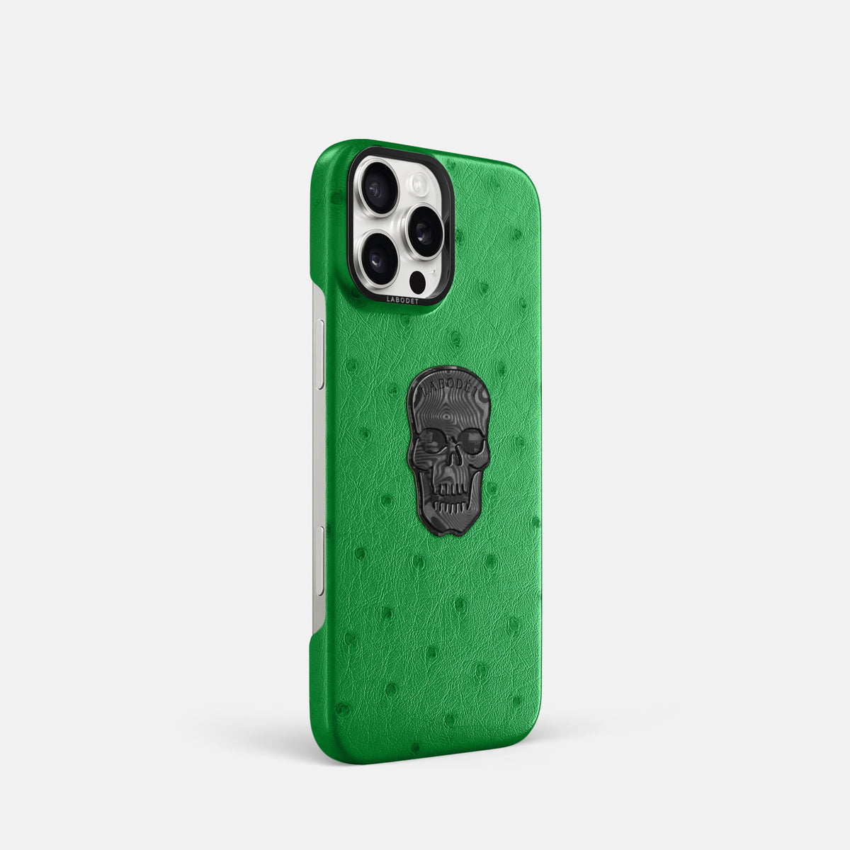 Kentucky Green iPhone 16 Pro Classic Case Ostrich with Black Metal -2 | Kentucky-Green-Black