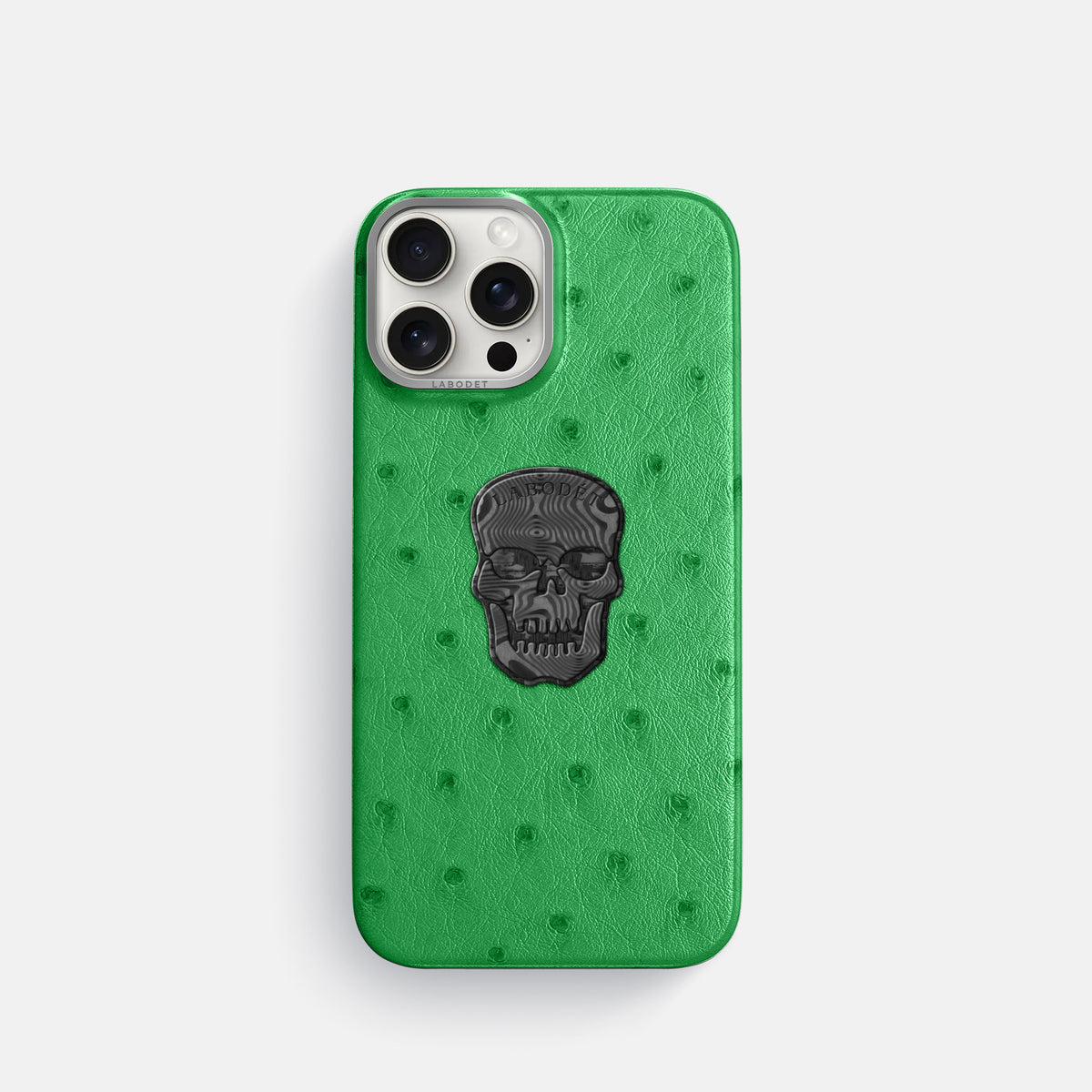 Kentucky Green iPhone 16 Pro Classic Case Ostrich with Steel Metal -1 | Kentucky-Green-Steel