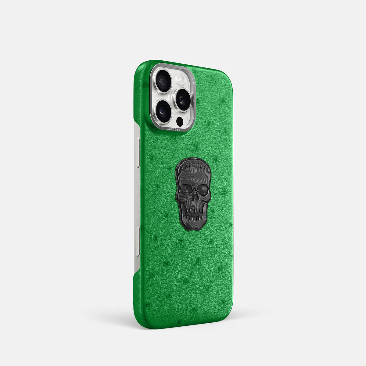 Kentucky Green iPhone 16 Pro Classic Case Ostrich with Steel Metal -2 | Kentucky-Green-Steel