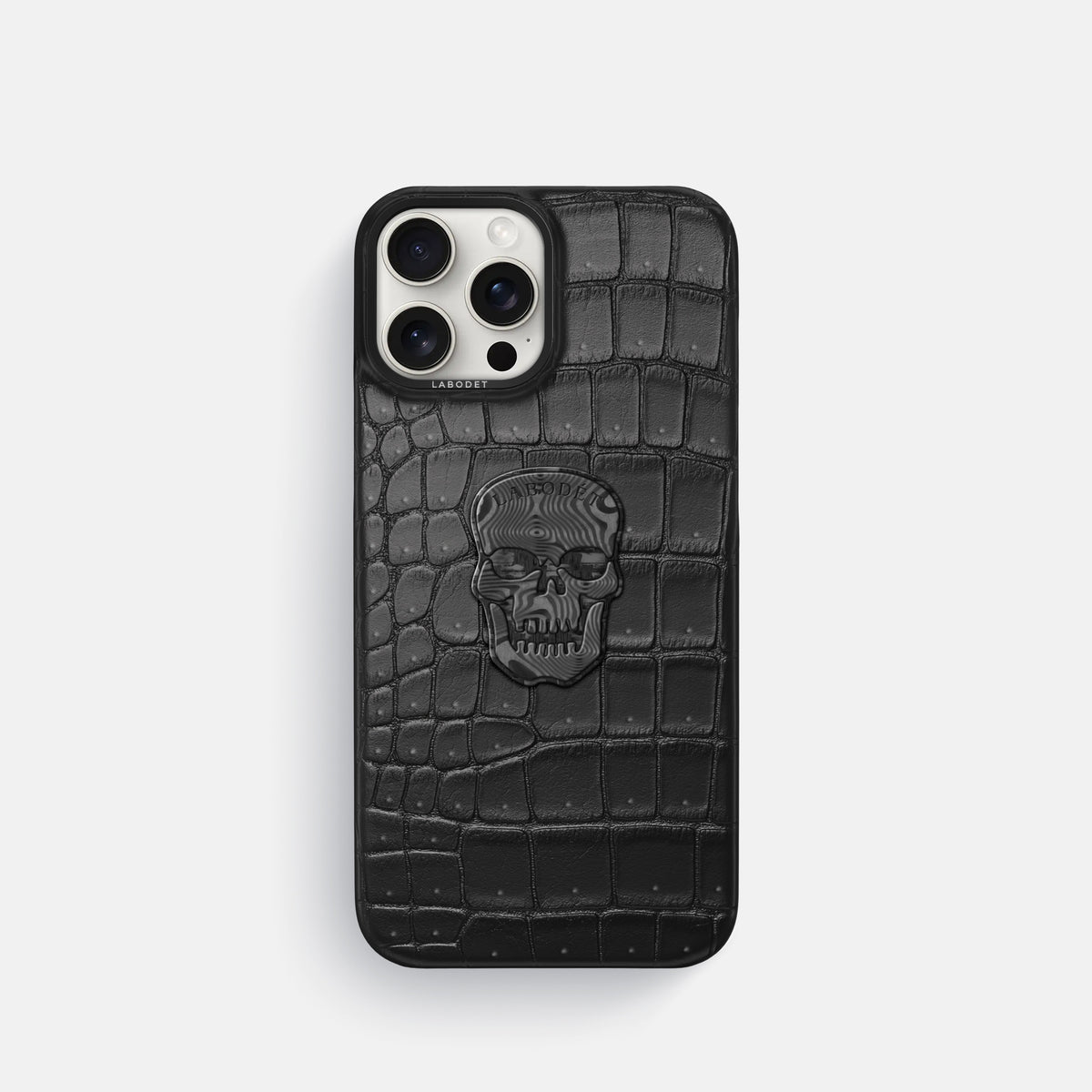 Black iPhone 16 Pro Porosus Crocodile Porosus Crocodile with Black Metal -1 | Black-Black