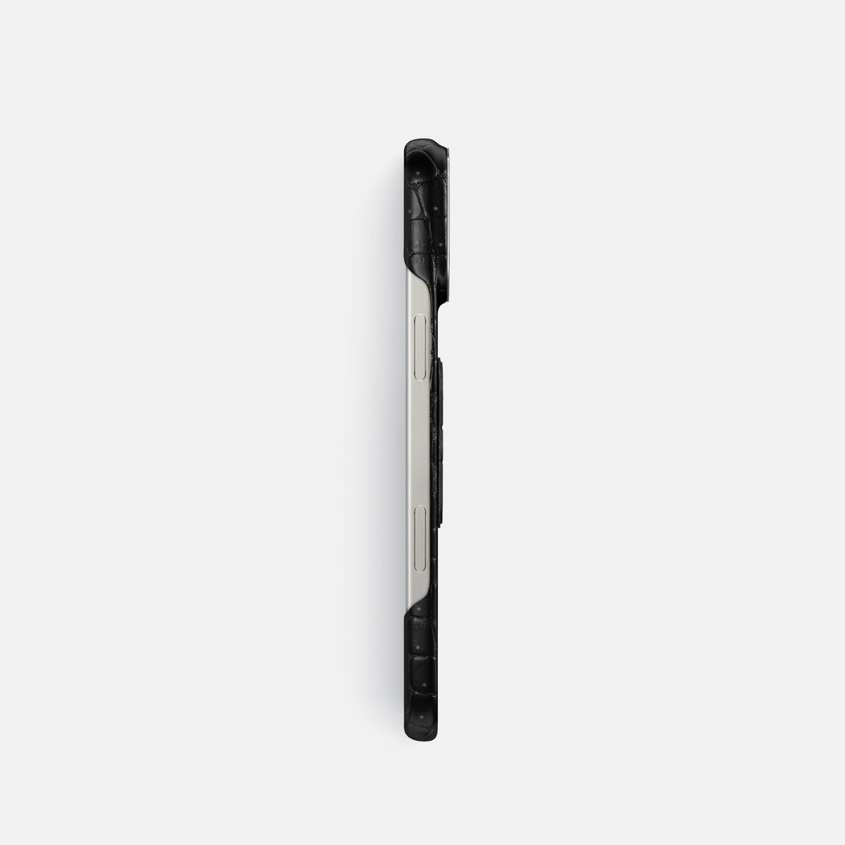 Black iPhone 16 Pro Porosus Crocodile Porosus Crocodile with Steel Metal -3 | Black-Steel