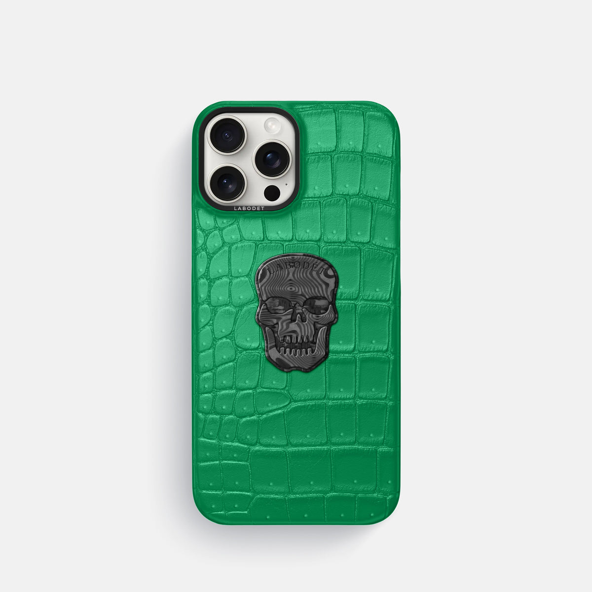 Cactus-Green iPhone 16 Pro Porosus Crocodile Porosus Crocodile with Black Metal -1 | Cactus-Green-Black