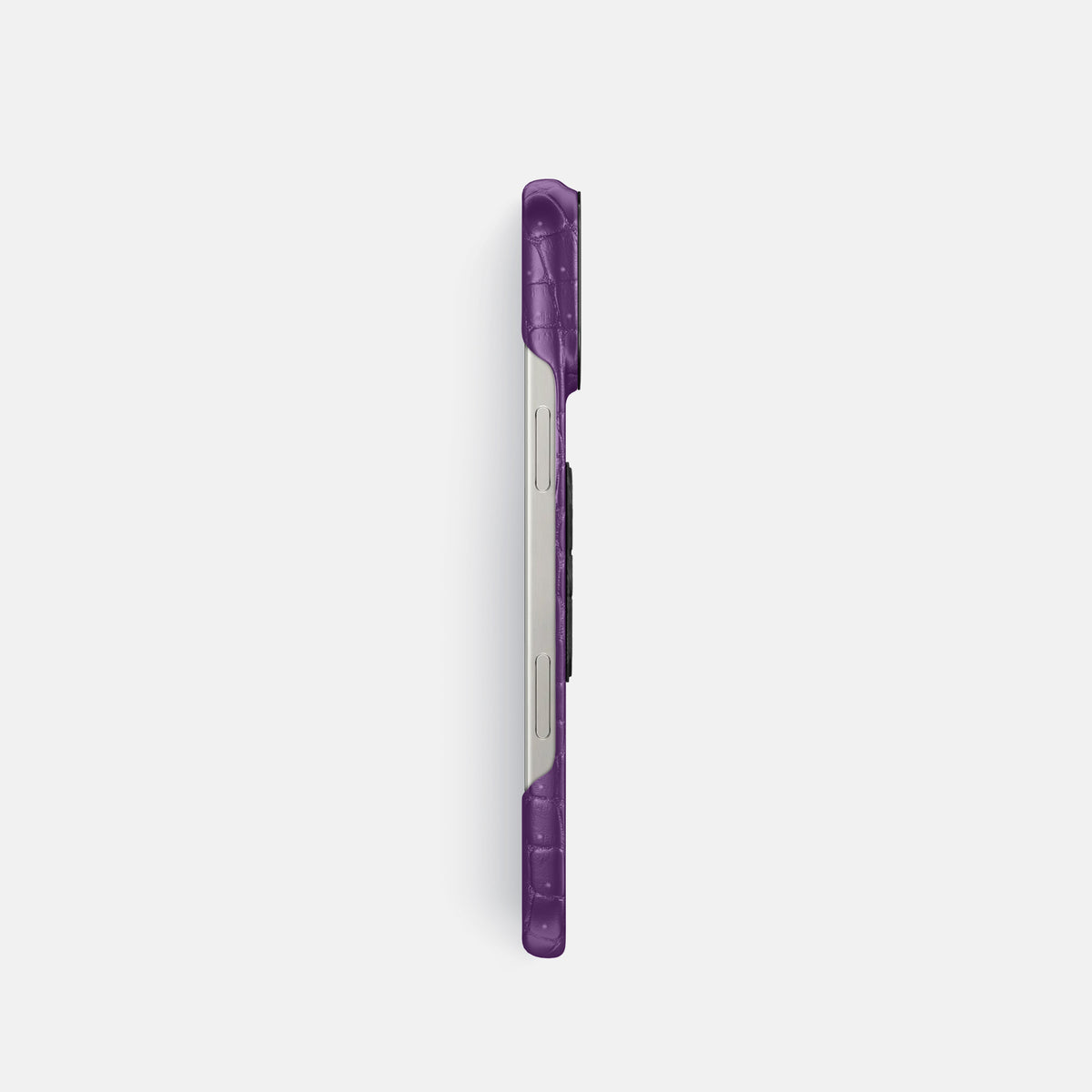 Purple iPhone 16 Pro Porosus Crocodile Porosus Crocodile with Black Metal -3 | Purple-Black