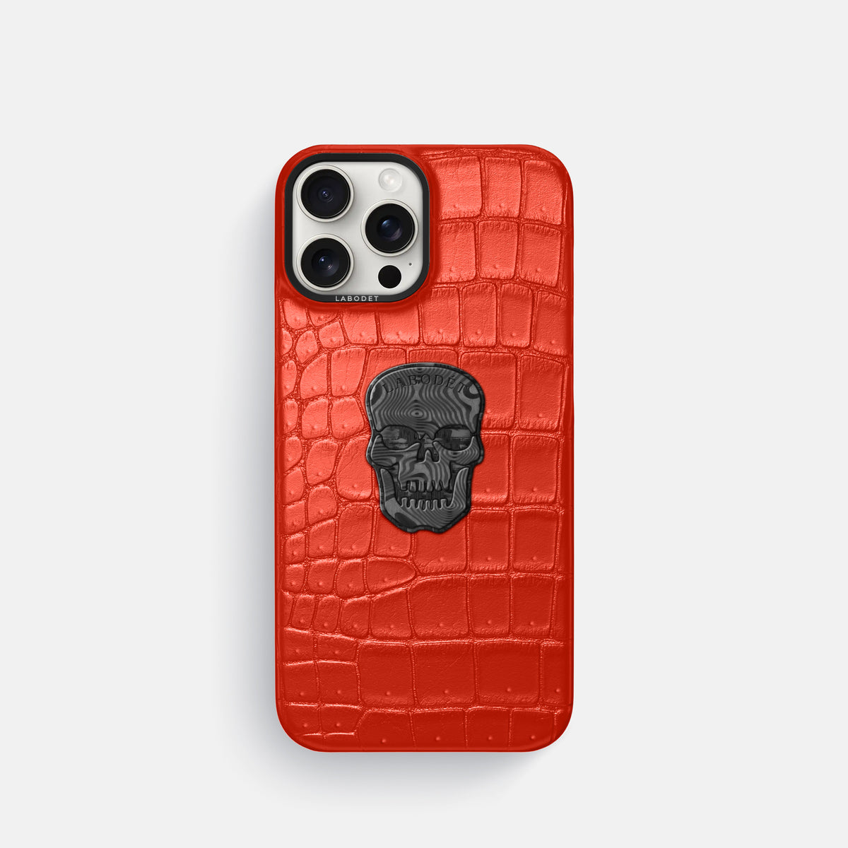 Rust iPhone 16 Pro Porosus Crocodile Porosus Crocodile with Black Metal -1 | Rust-Black
