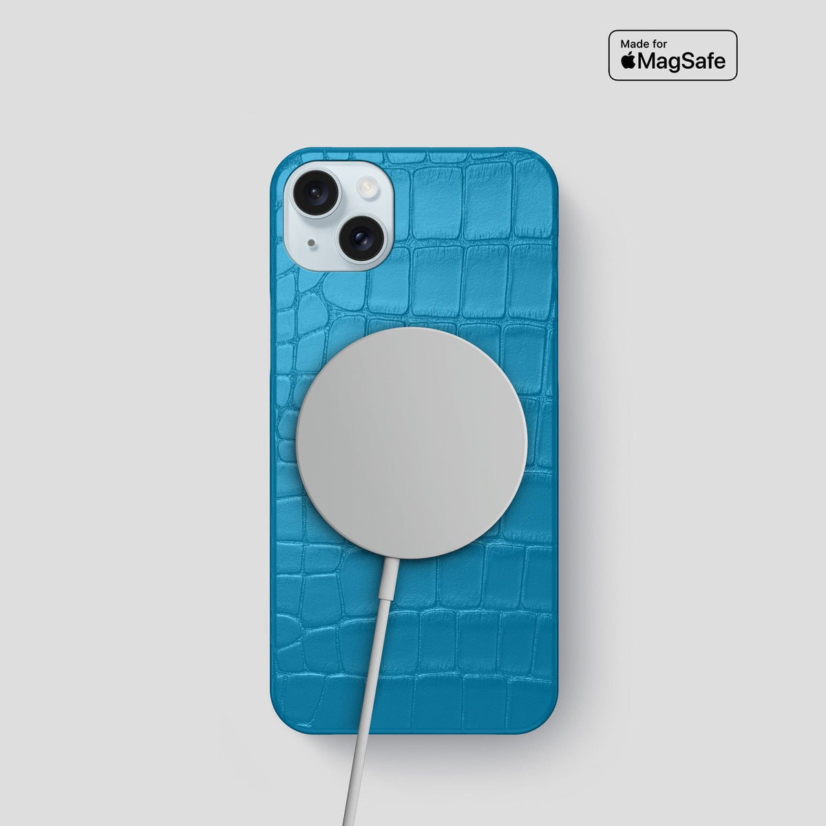 Curaçao-Blue iPhone 15 Slim Case Alligator -5 | Curaçao-Blue
