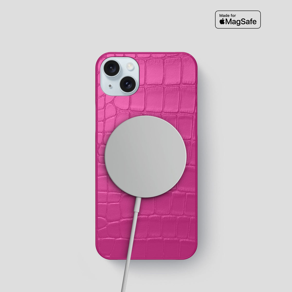 Fuchsia iPhone 15 Slim Case Alligator -5 | Fuchsia