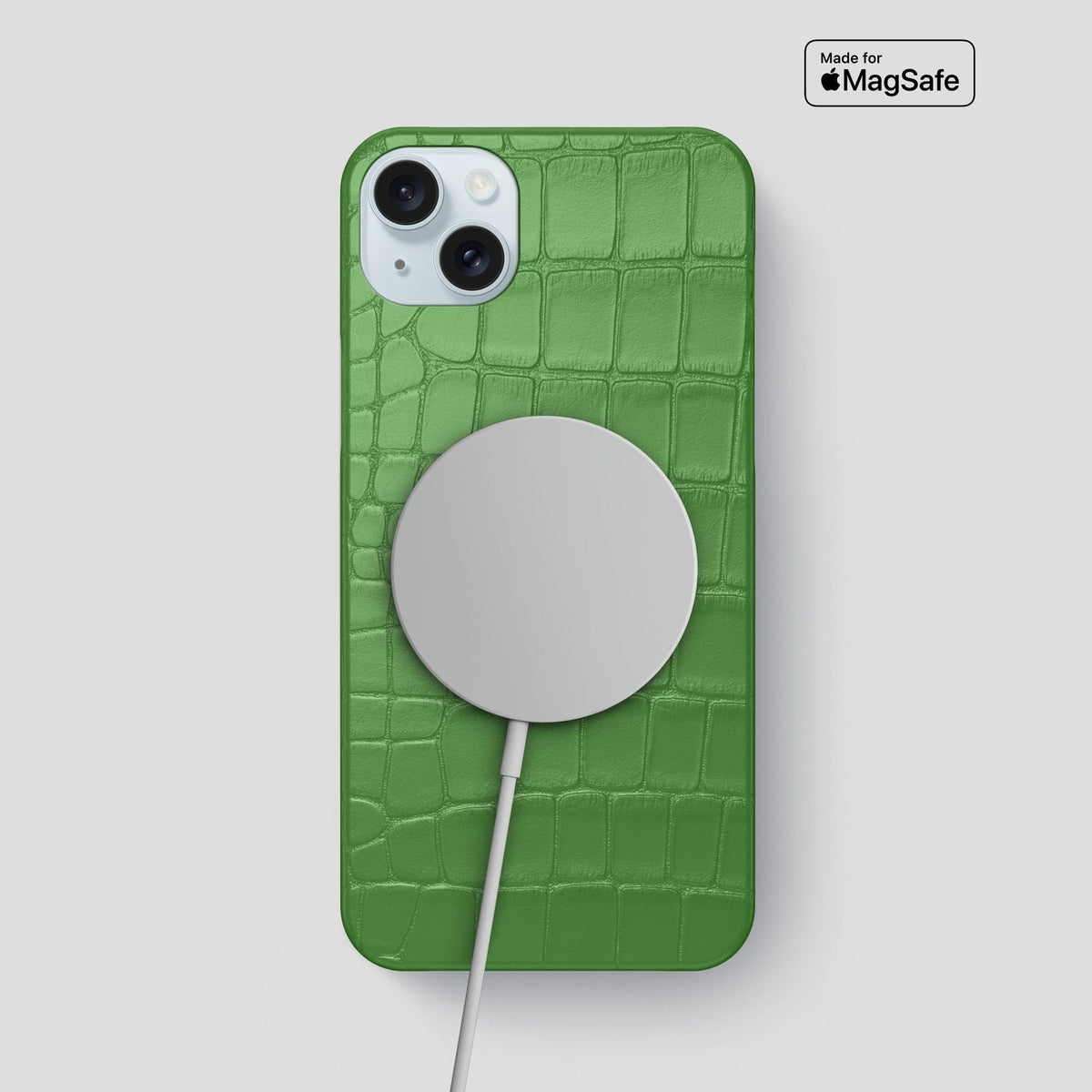 Apple-Green iPhone 15 Plus Slim Case Alligator -5 | Apple-Green
