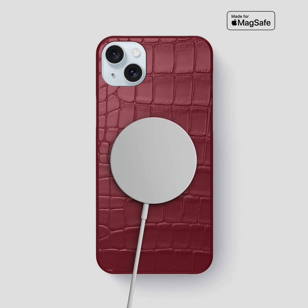 Burgundy iPhone 15 Plus Slim Case Alligator -5 | Burgundy