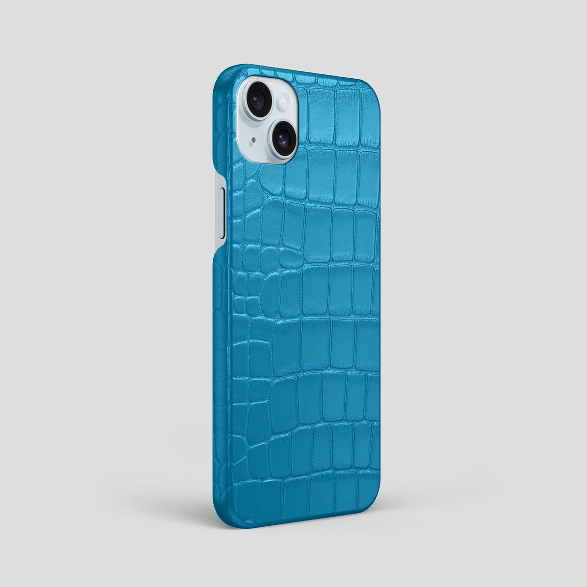 Curaçao-Blue iPhone 15 Plus Slim Case Alligator -2 | Curaçao-Blue