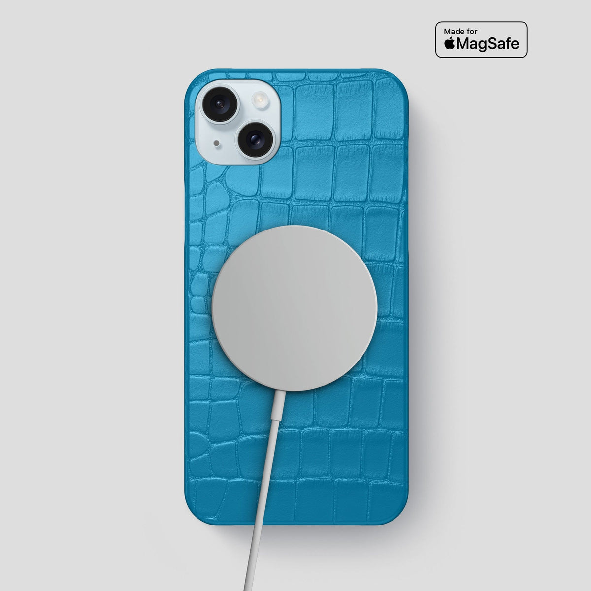 Curaçao-Blue iPhone 15 Plus Slim Case Alligator -5 | Curaçao-Blue