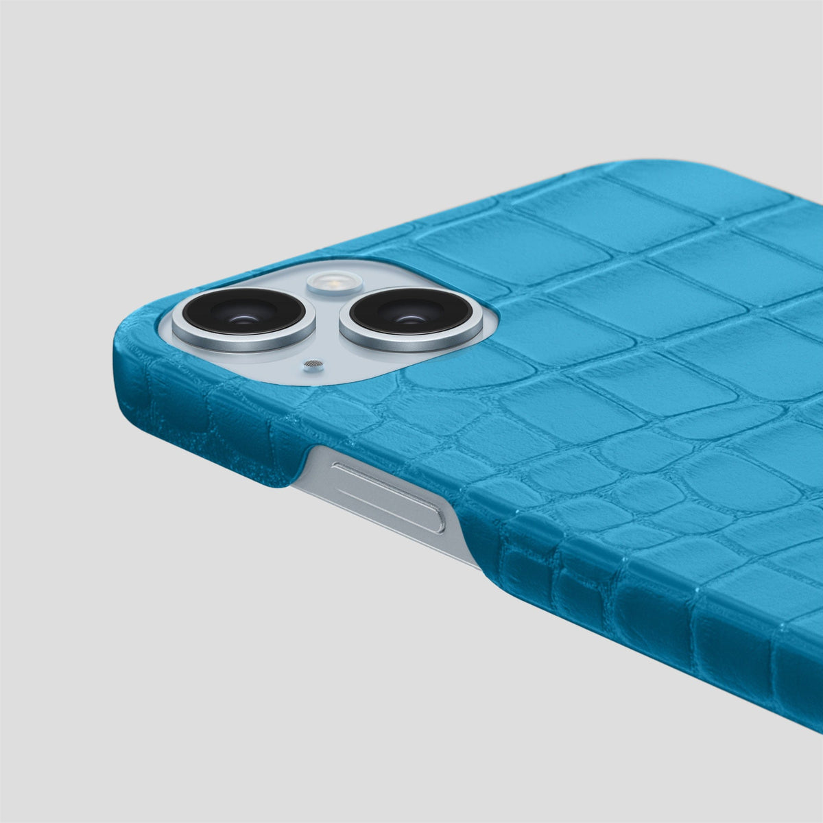 Curaçao-Blue iPhone 15 Plus Slim Case Alligator -6 | Curaçao-Blue