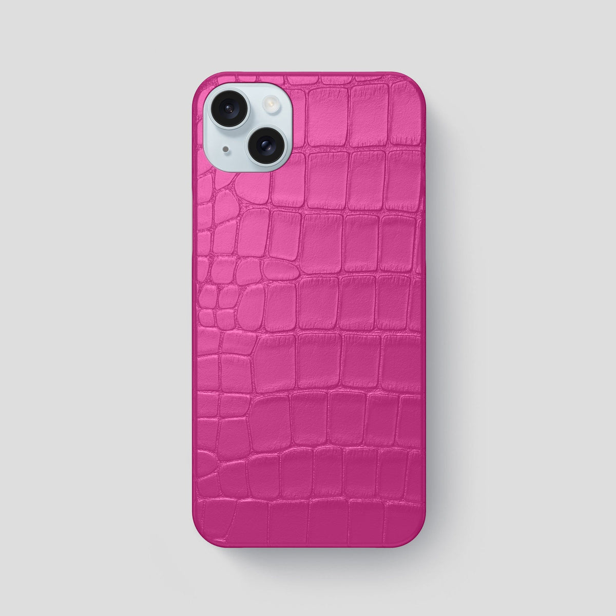 Fuchsia iPhone 15 Plus Slim Case Alligator -1 | Fuchsia